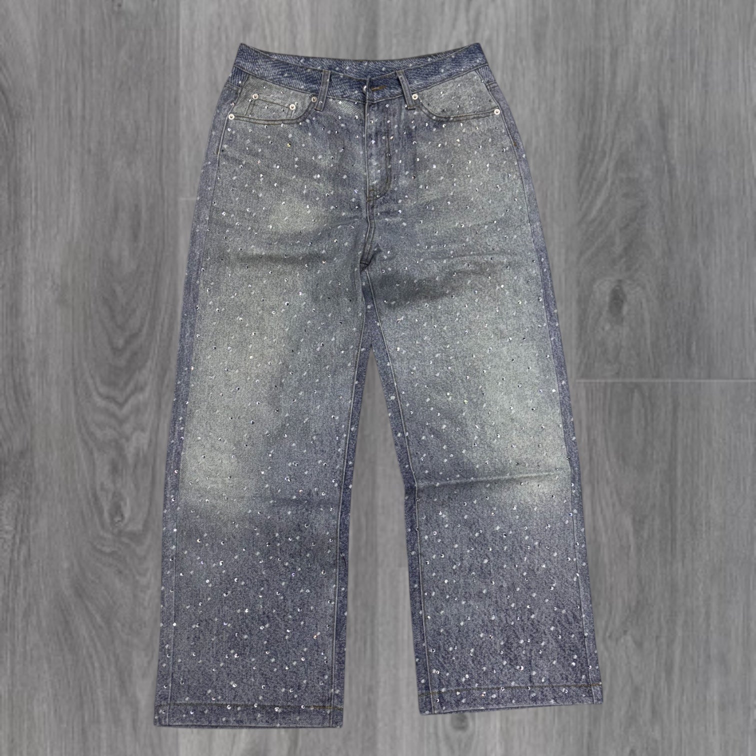UNDEVELOPED - Noir Rhinestone Loose Denim - LT.BLUE