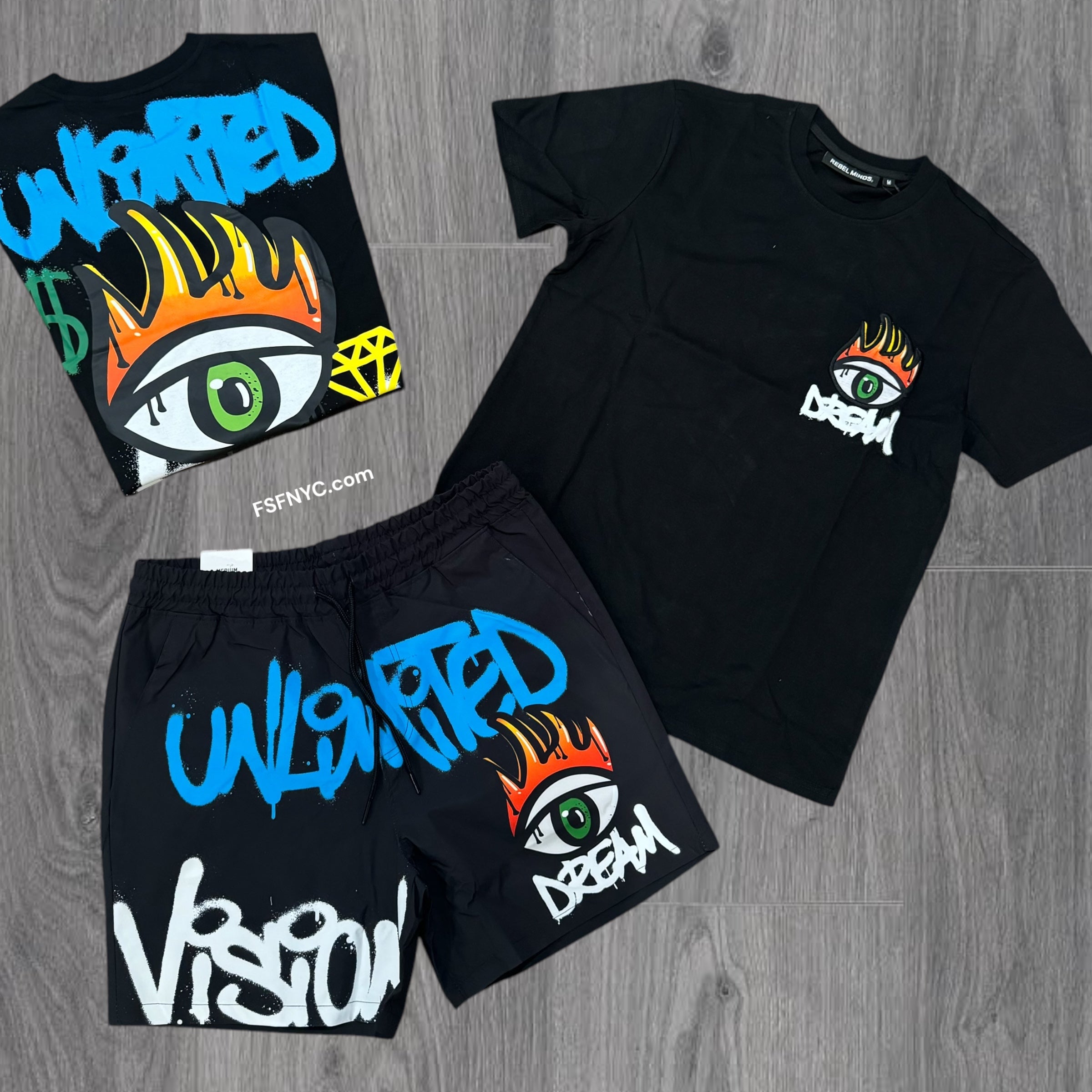 Rebel Vision Nylon Shorts w/T-shirt Black 112 912