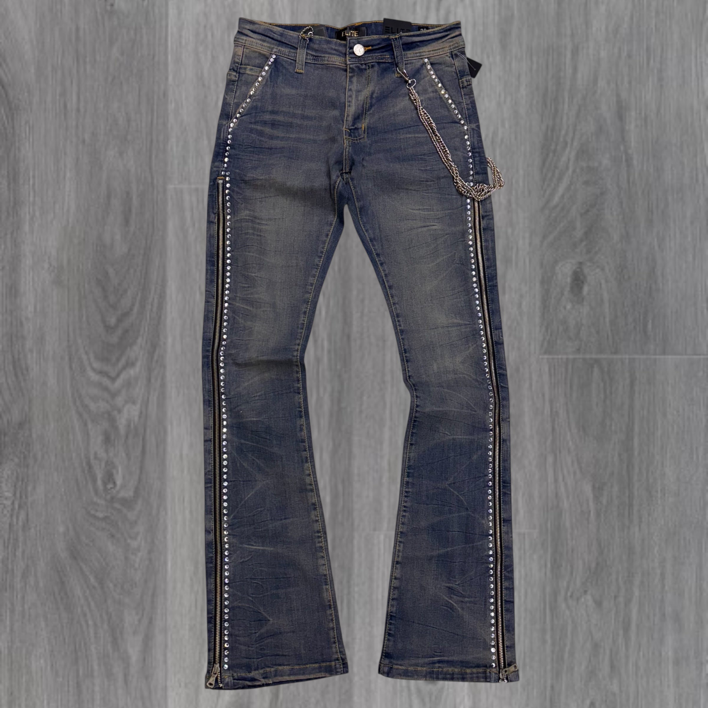 ELITE - Stacked Rhinestone Denim - VINTG BLU - 19453