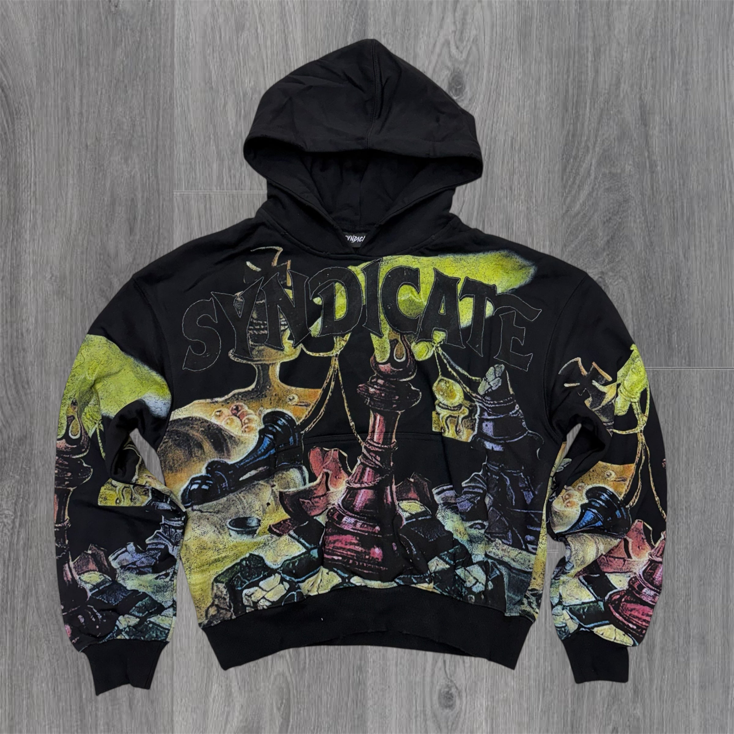 SYN - KING Hoodie -black wash - SYNH5