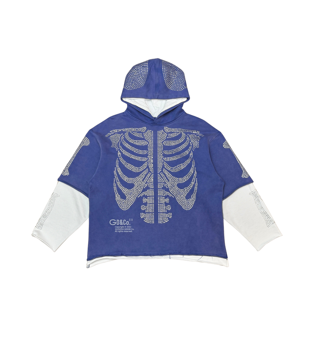 Gunzinii - Rhinestone Skeleton Hoodie - Royal - GZ524