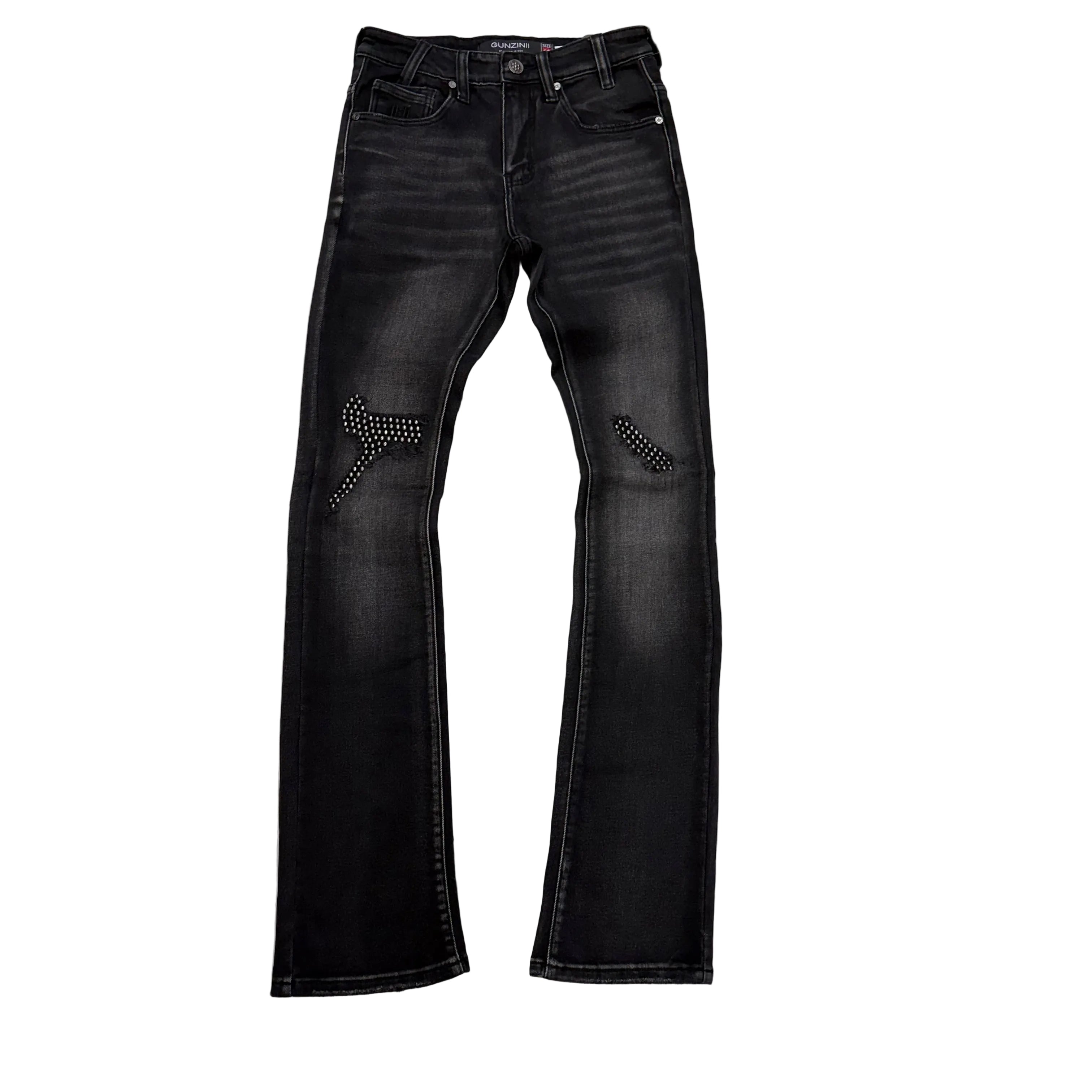 Gunzinii - Flare Fit Denim - BLACK- GZ780