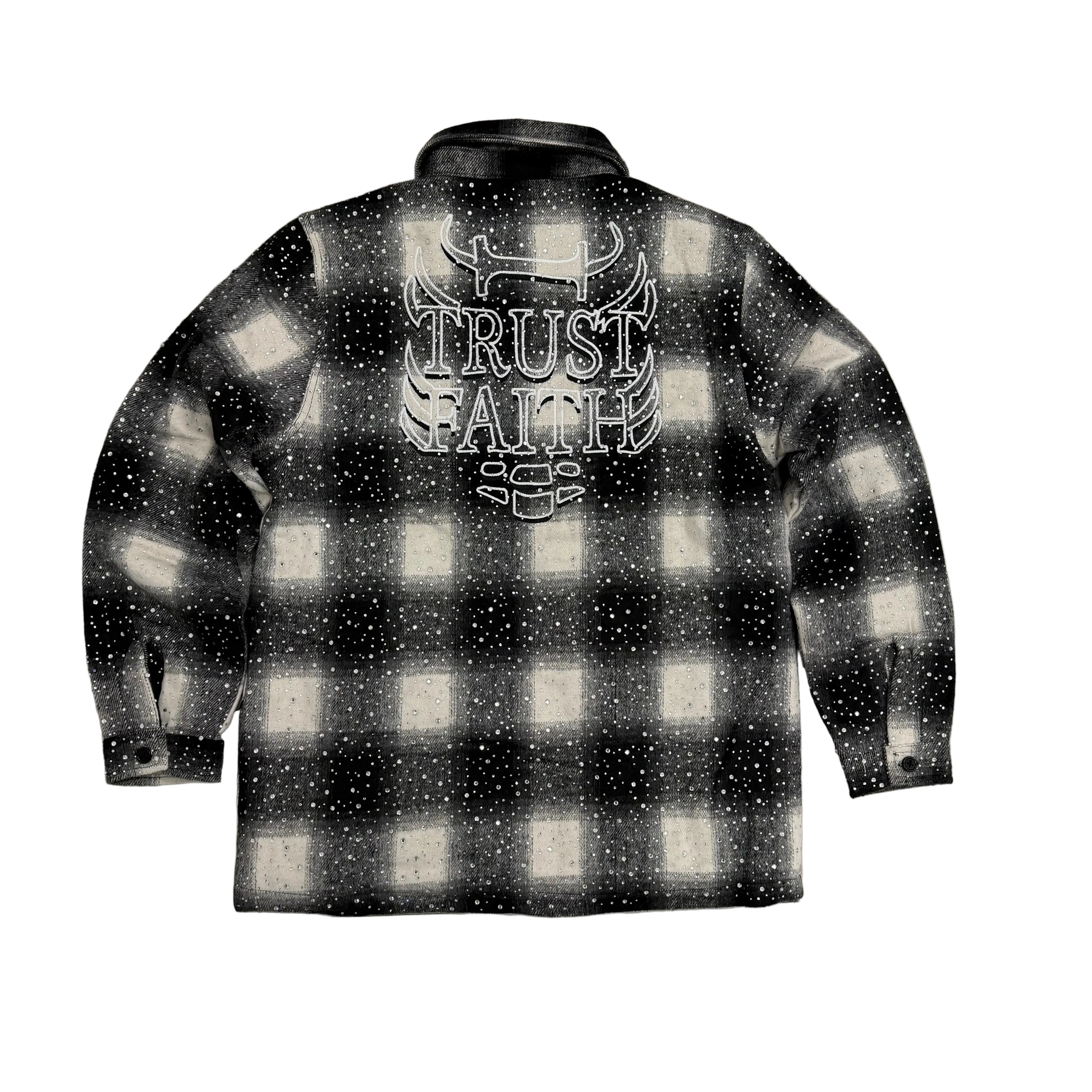 KLOUD - Plaid Rhinestone Jacket - Black - 25336