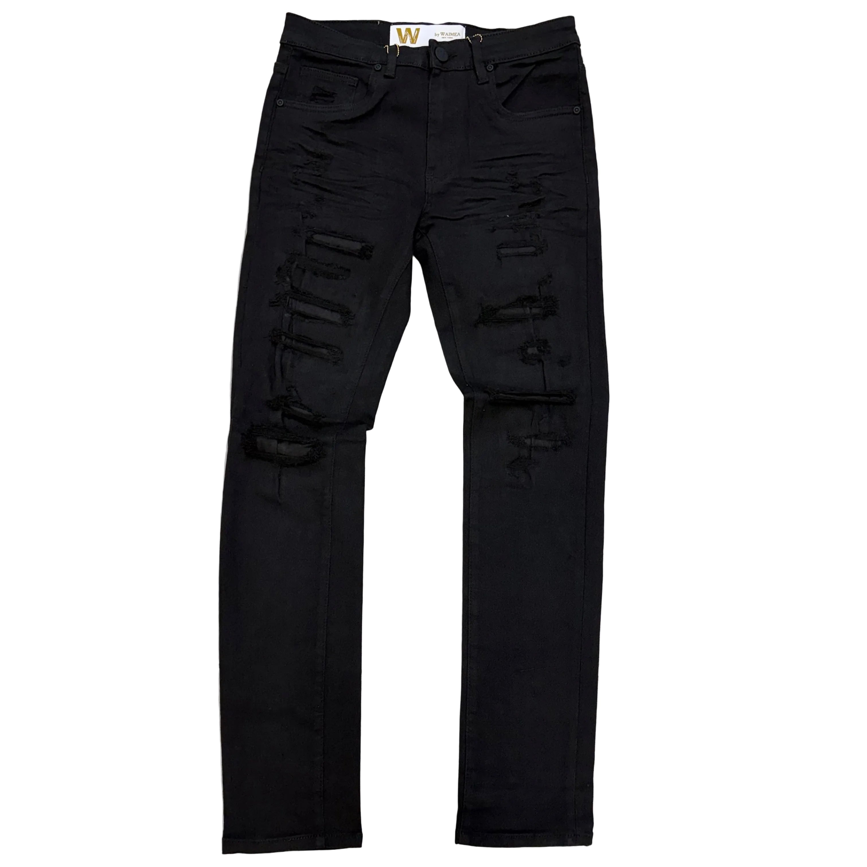 W - Slim Distress Denim - Black Wash - M8118D