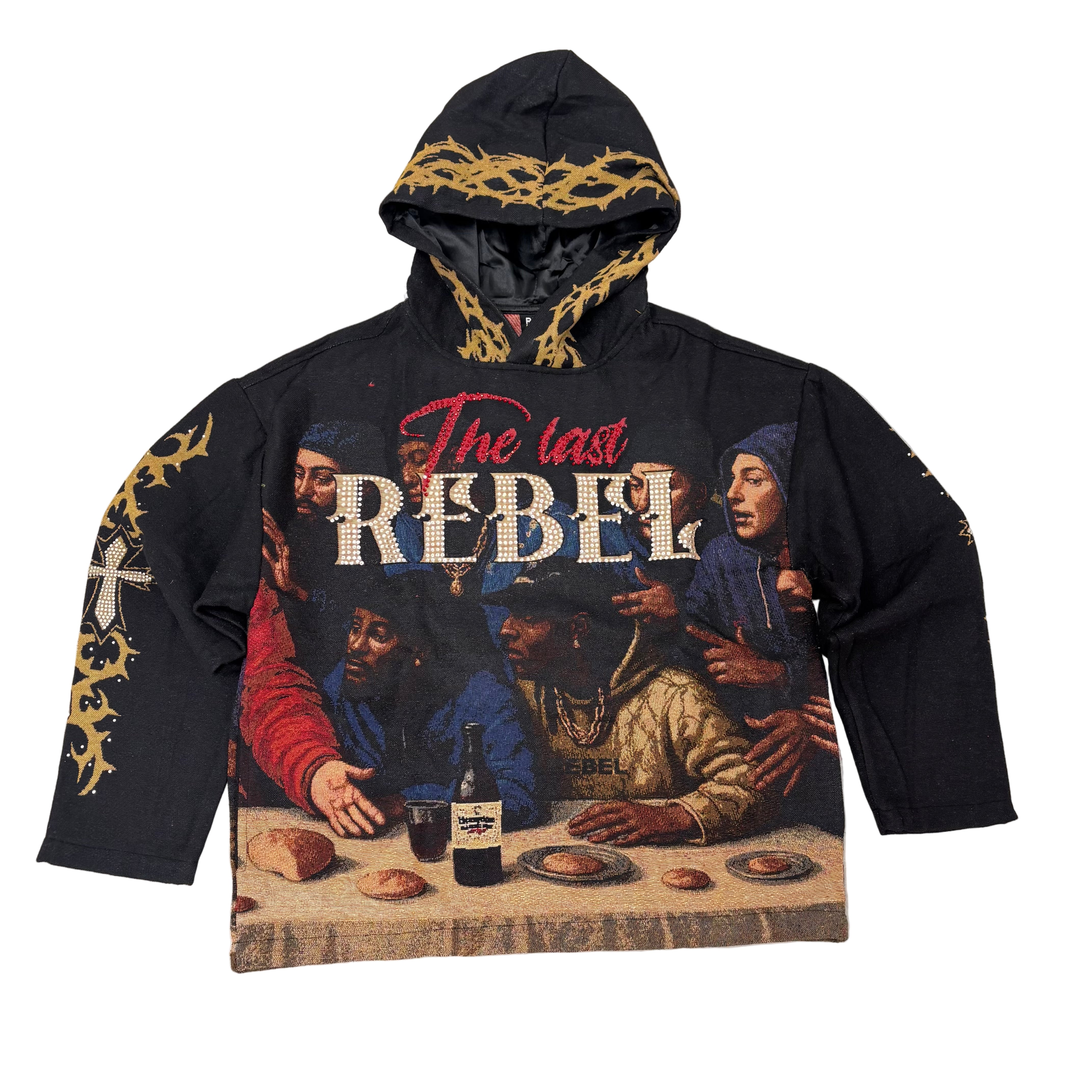 Rebel - THE LAST Jacquard Hoodie - BLK - 352 z