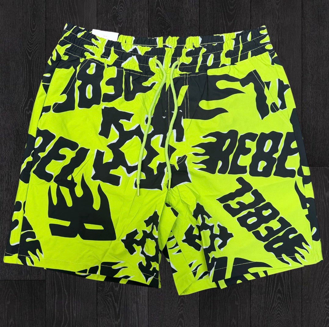 Rebel - Nylon Shorts - Lime - 913