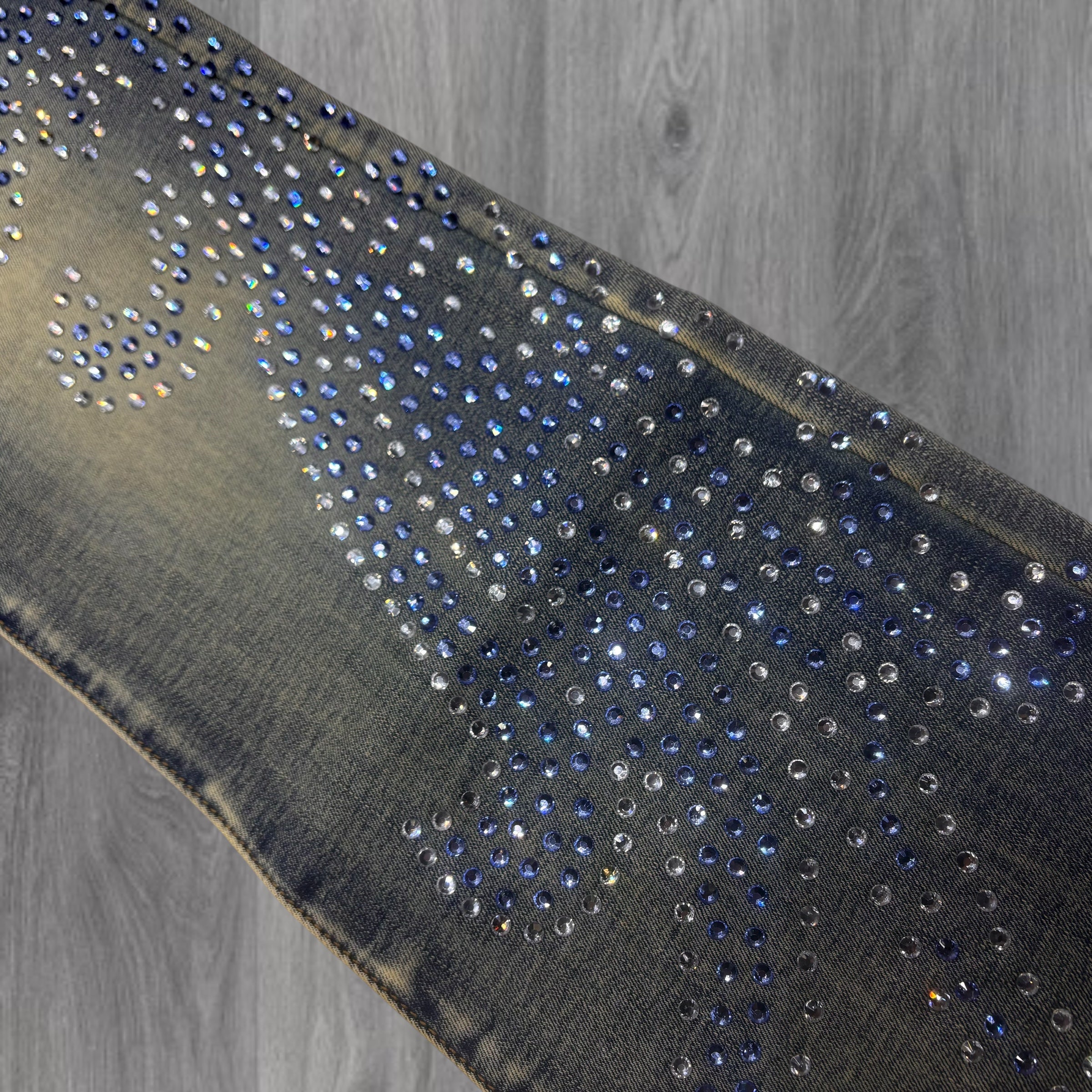 REELISTIK - Floral Rhinestone Flare Denim - BLUE - RST6040