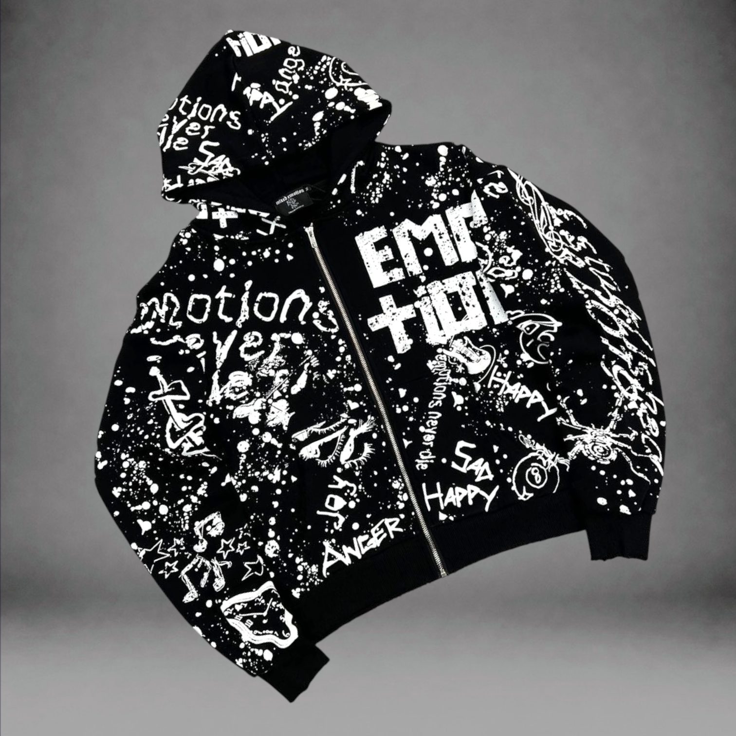 Mixed Emotions- Graffiti Hoodie - Black