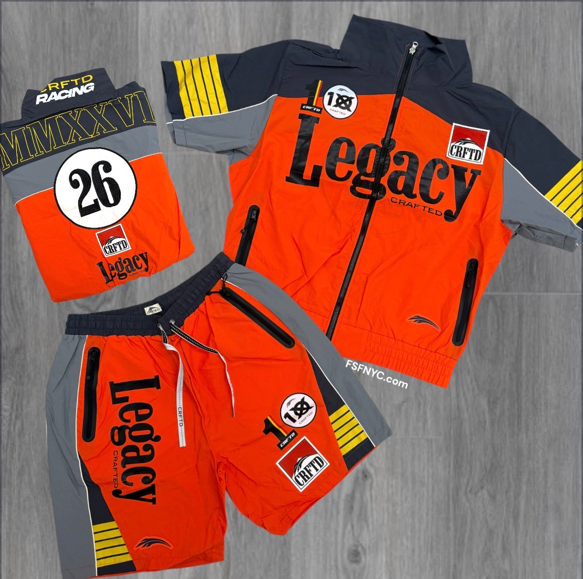 Crafted - Windbreaker Racing Short Set - Orange - 572 571