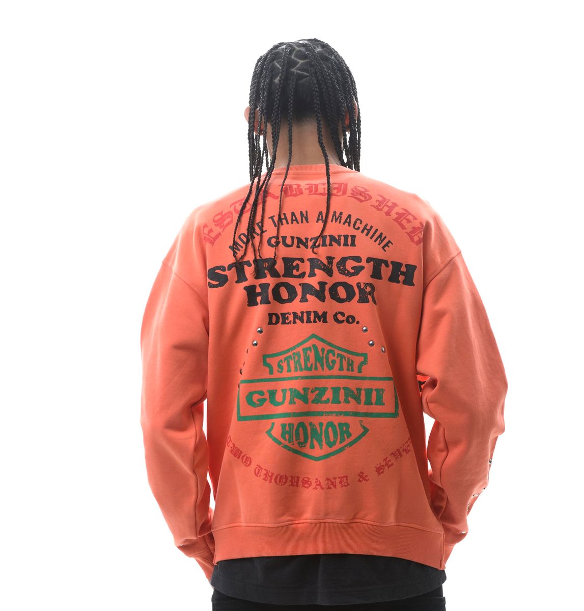 Gunzinii - Studded Crew Sweatshirt - Orange- GZ502