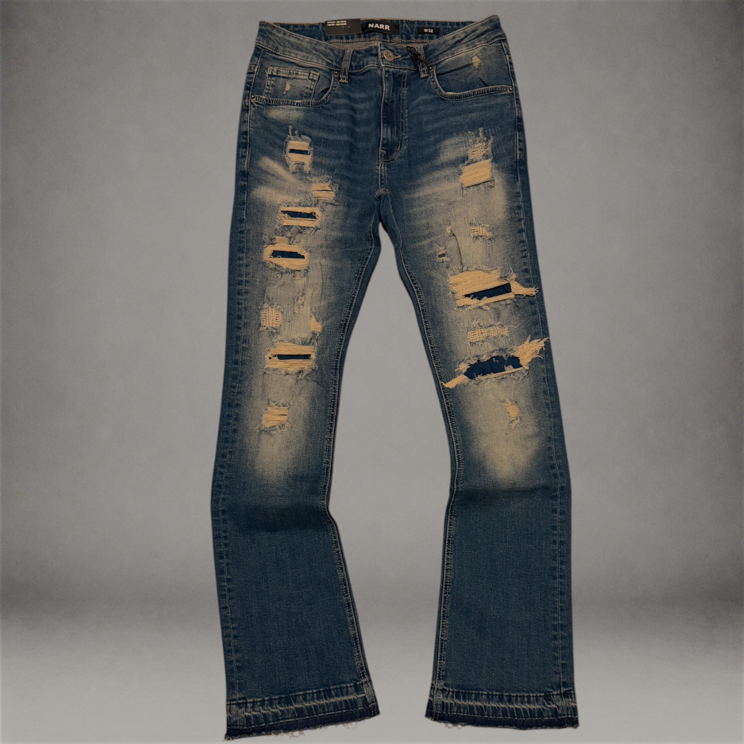 Narr - Flare Distressed Denim - Med.Blue - 70154