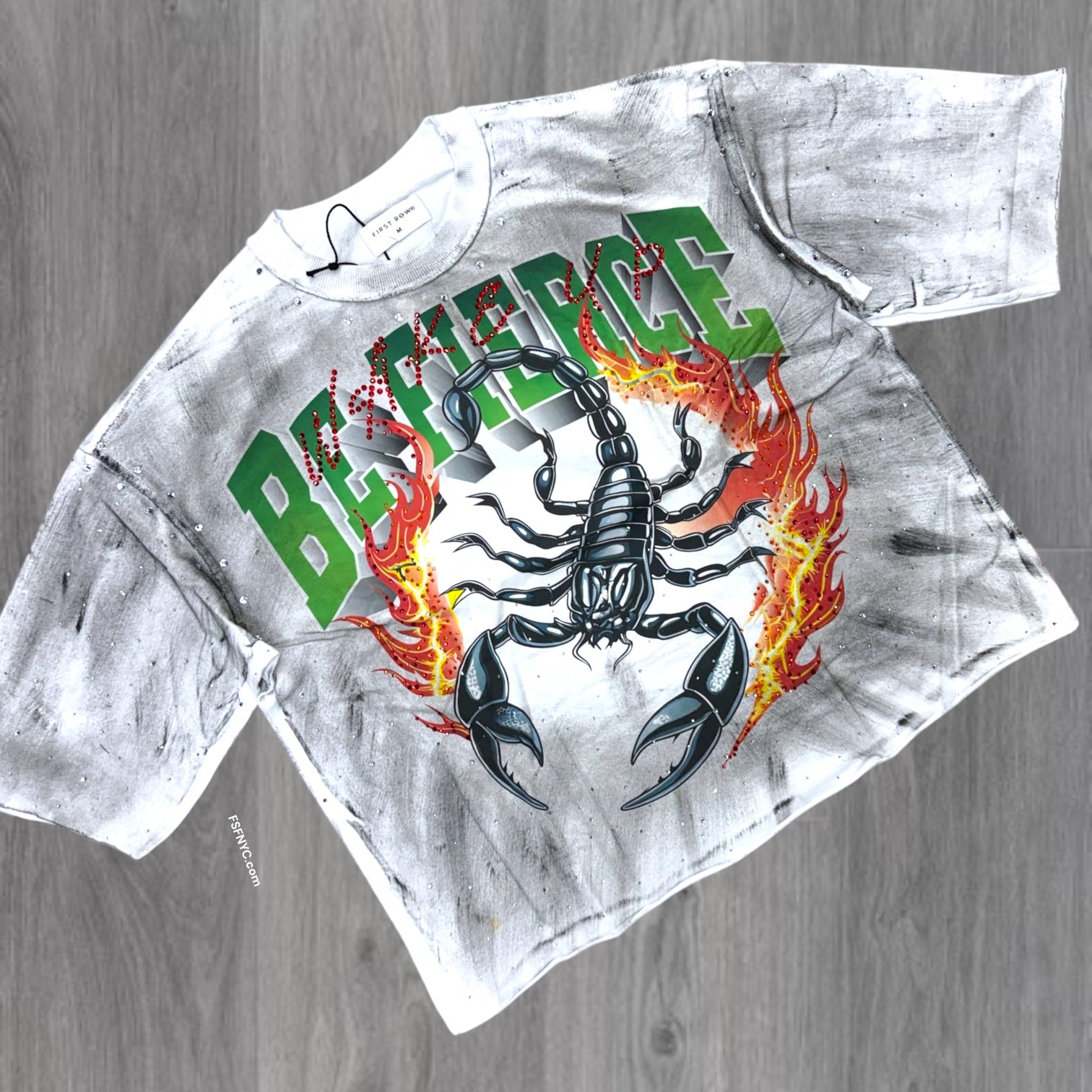 FR - Burning Oversized Crop T-shirt - White -1034