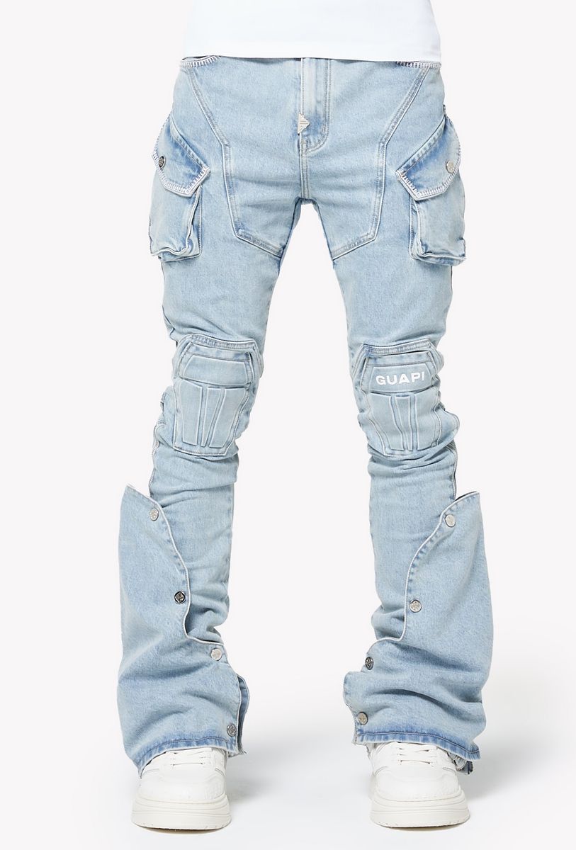 GUAPI - Stacked Coffin Arc Denim - Aqua Blue