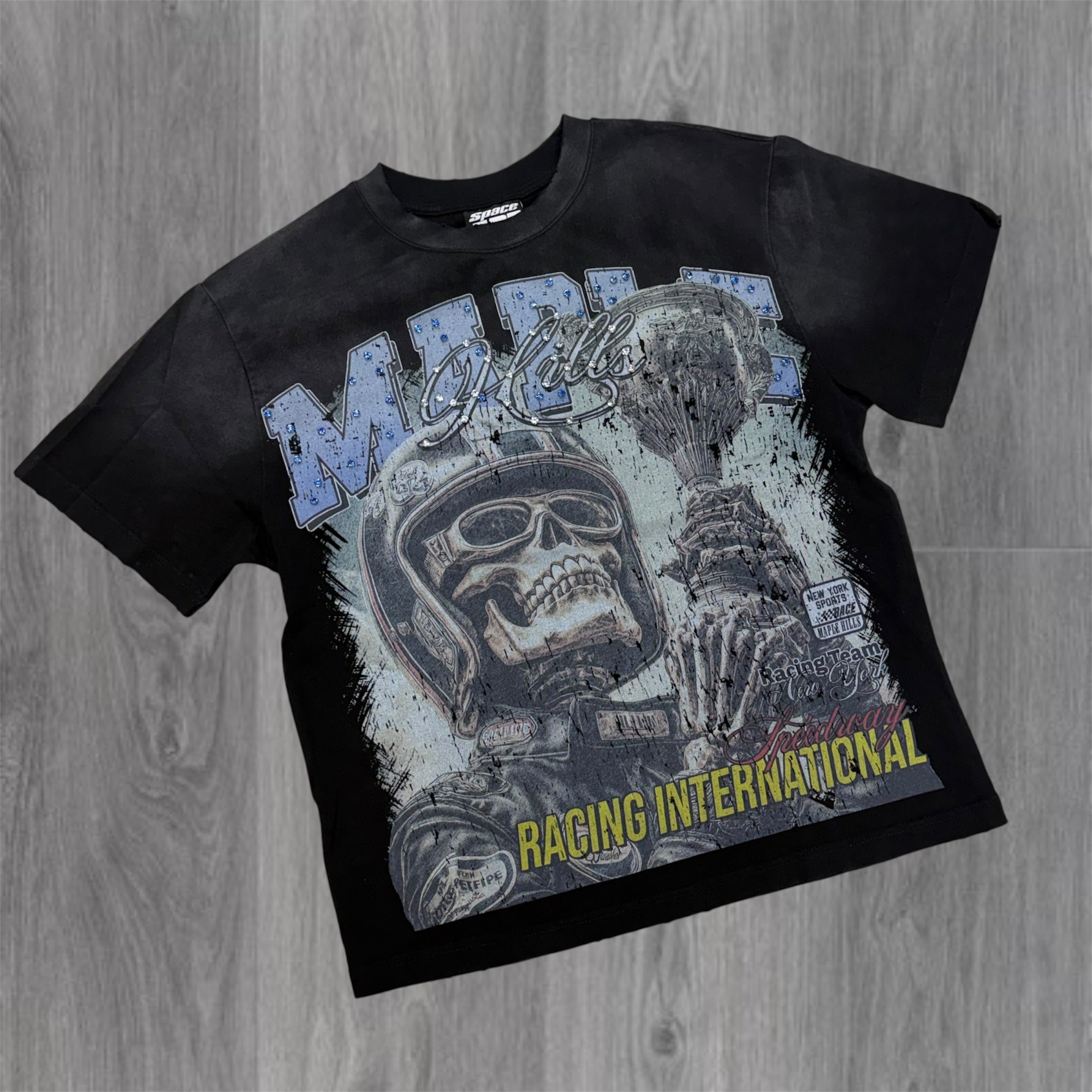 Space - Skull Racing T-shirt - Black - TS07