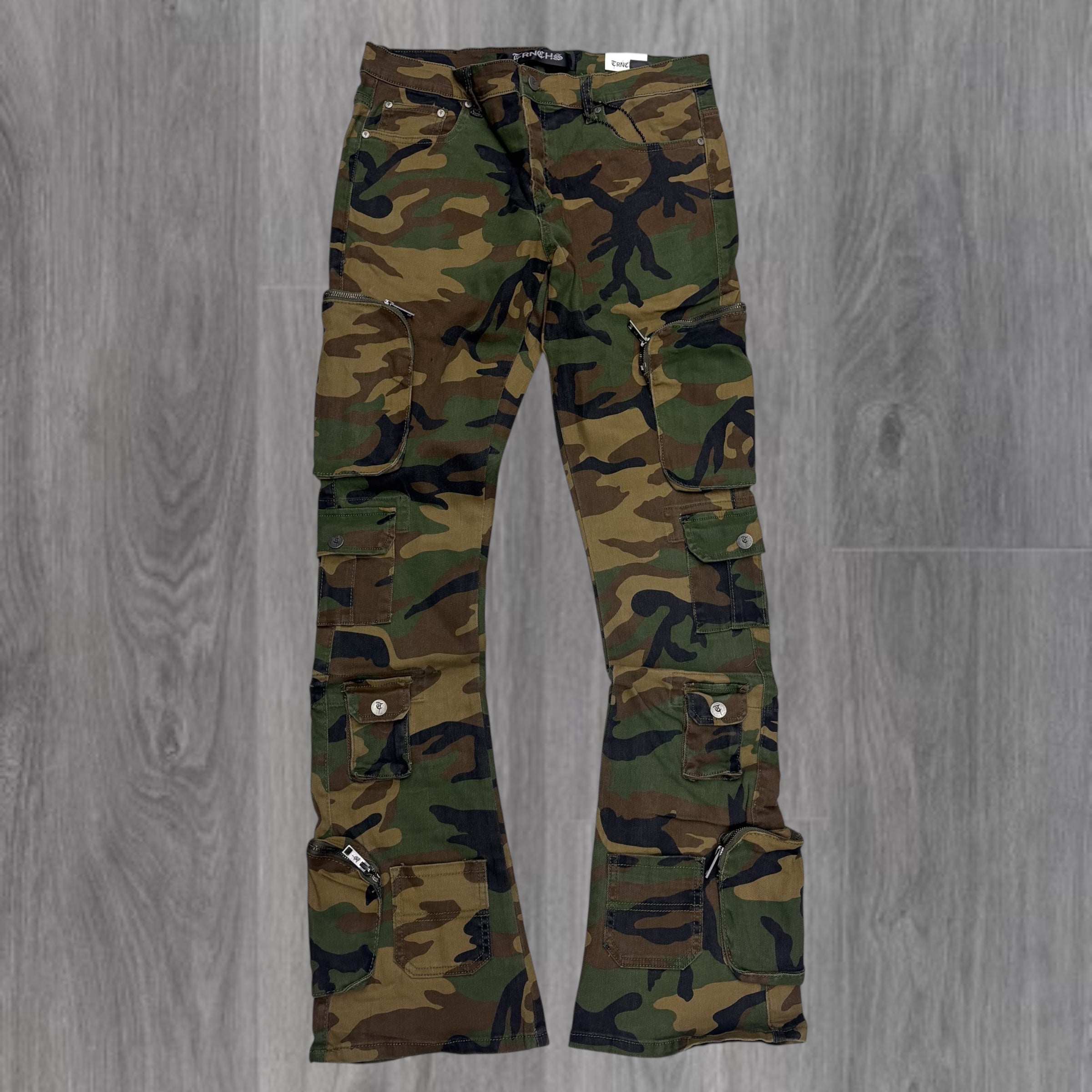 TRNCHS - “KHANDAQ” Stacked CARGO DENIM - CAMO - 059