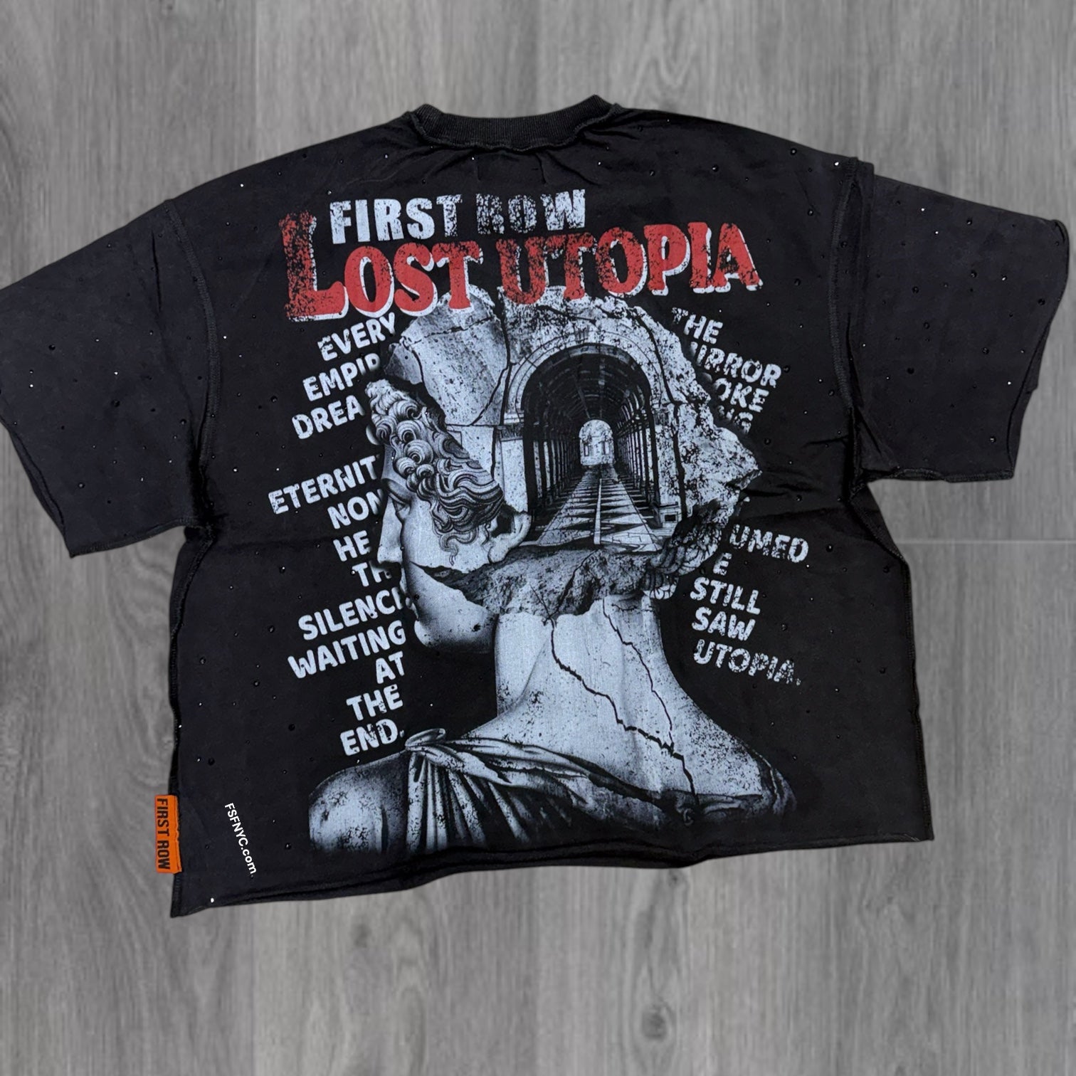 FR - Illusion Oversized Crop T-shirt - Black - 3055