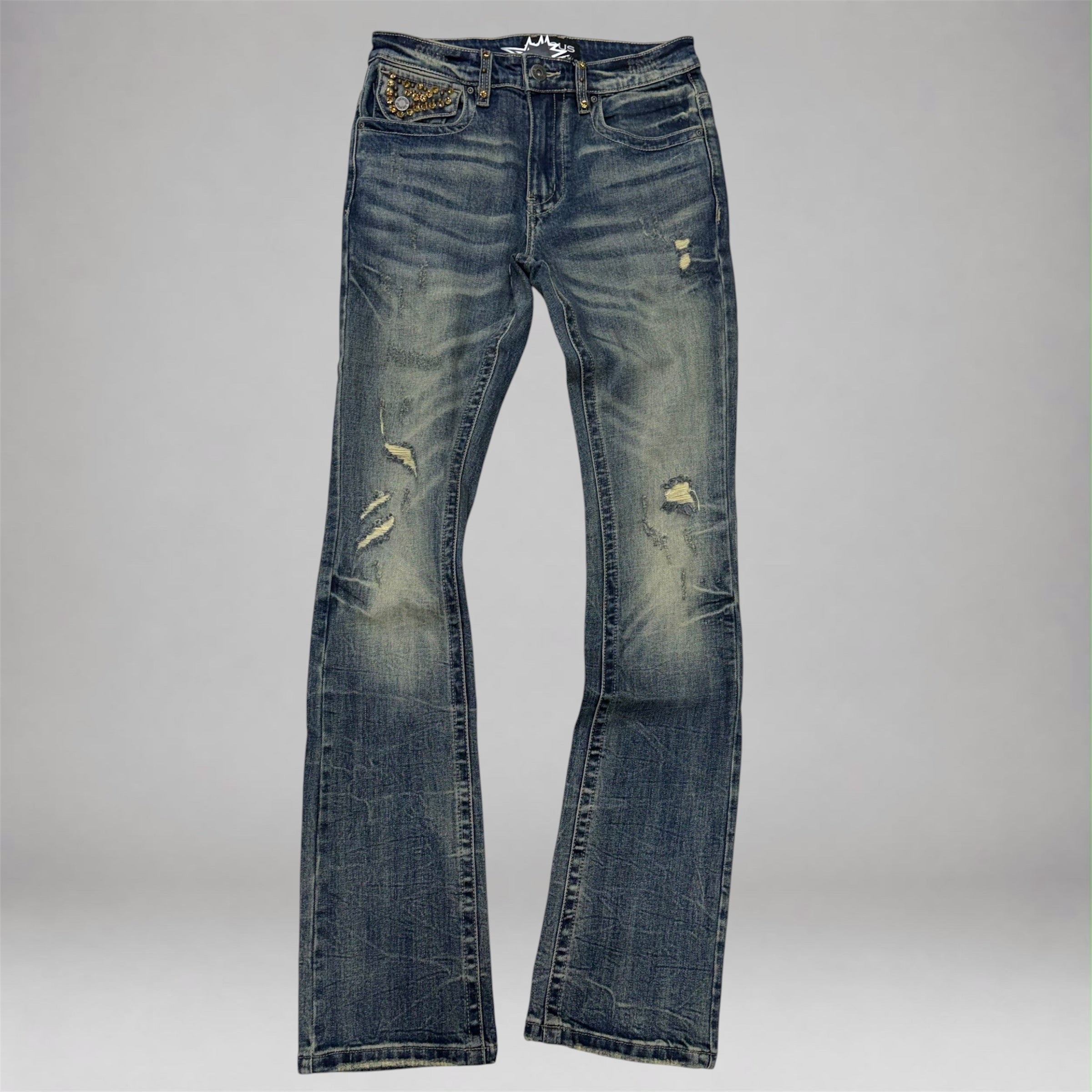 Vicious - Snake Skin Flare Denim - Stone Blue VC1232