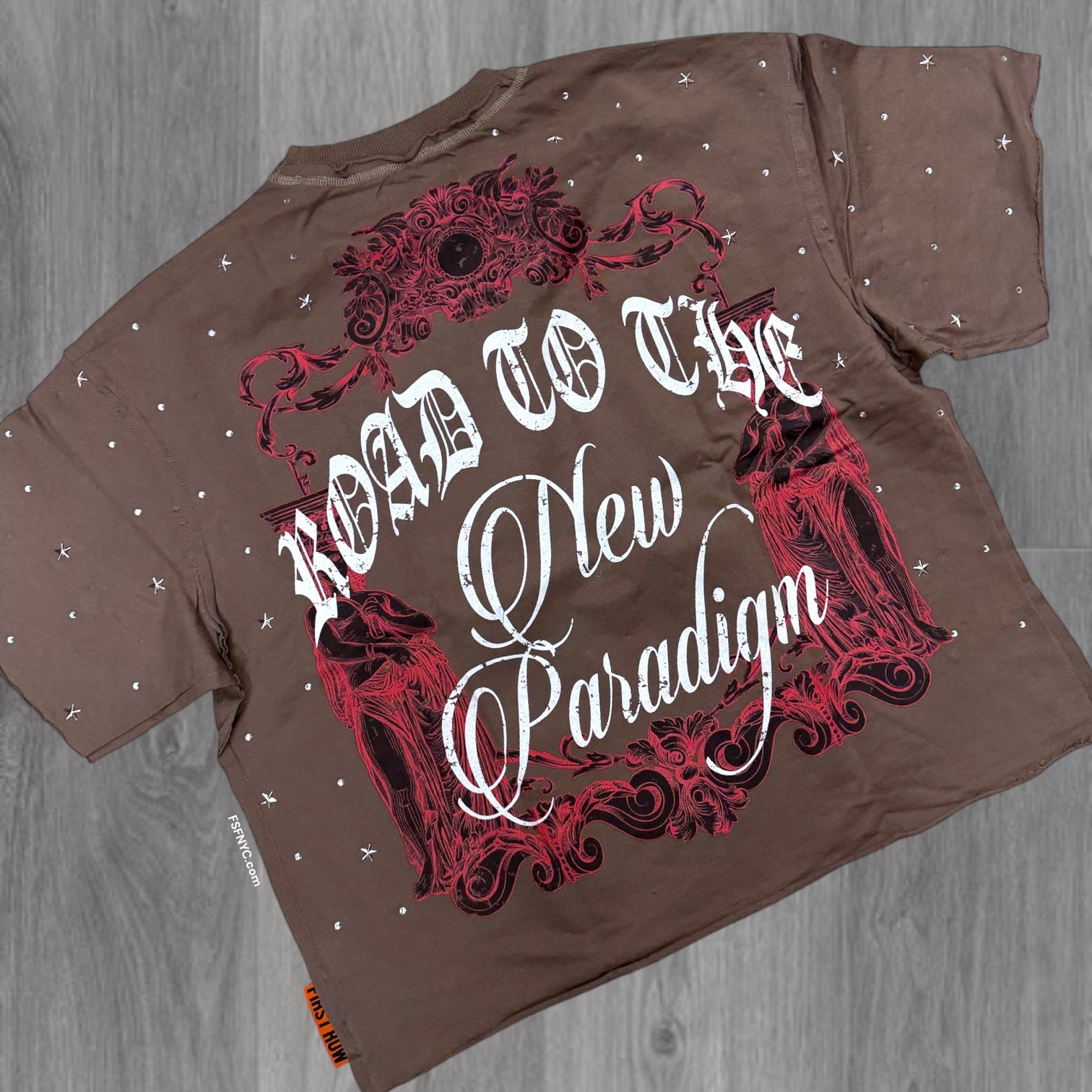 FR - Explore Oversized Crop T-shirt -Brown -3062