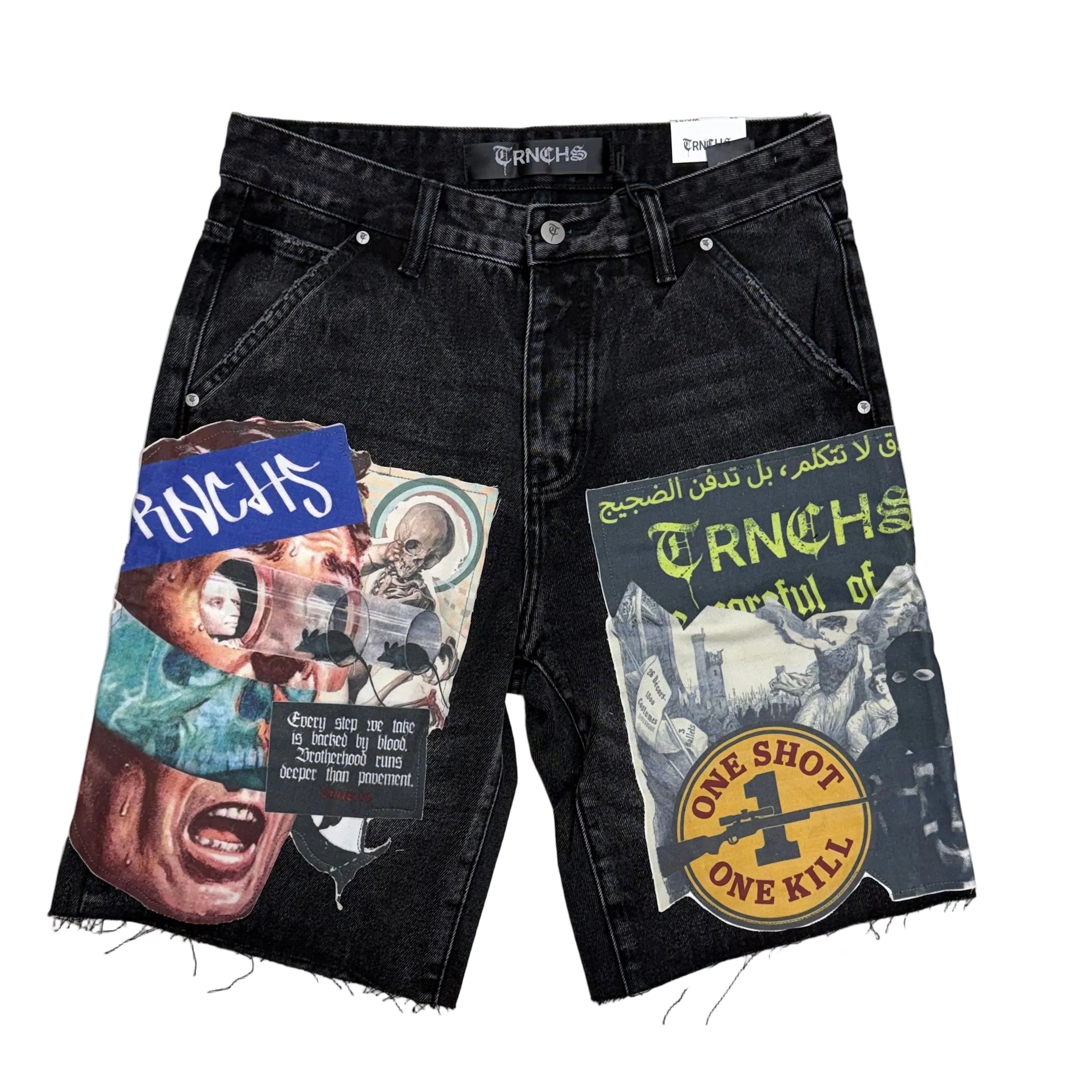 Trnchs - Collage Shorts - Black Wash - 0001