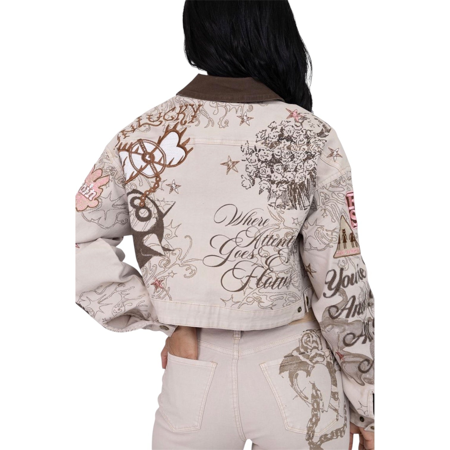The Red - Embroidered Denim Set - Doe Skin F326