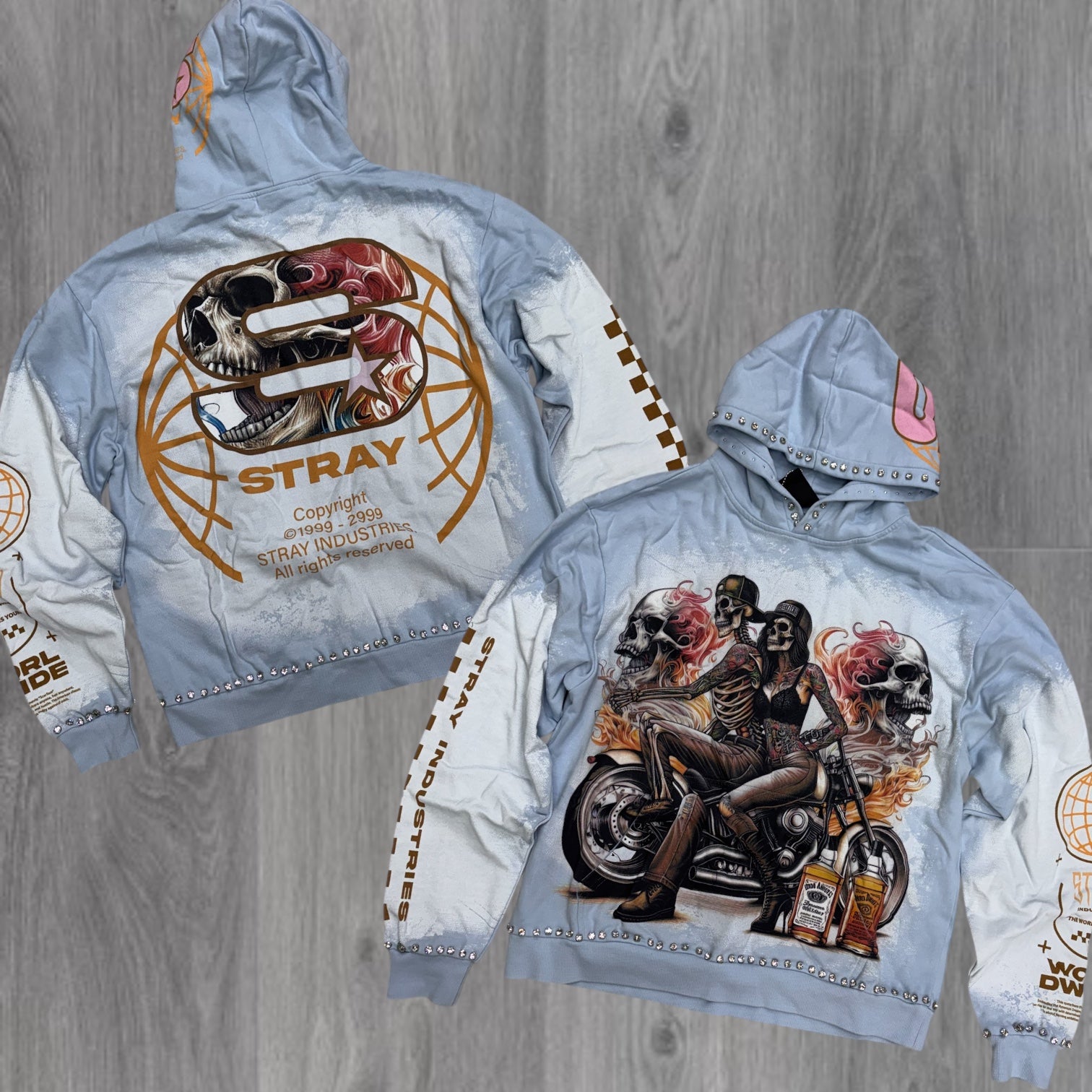 Stray - ROSES DUO Pullover Hoodie - WINTER SKY - 1548