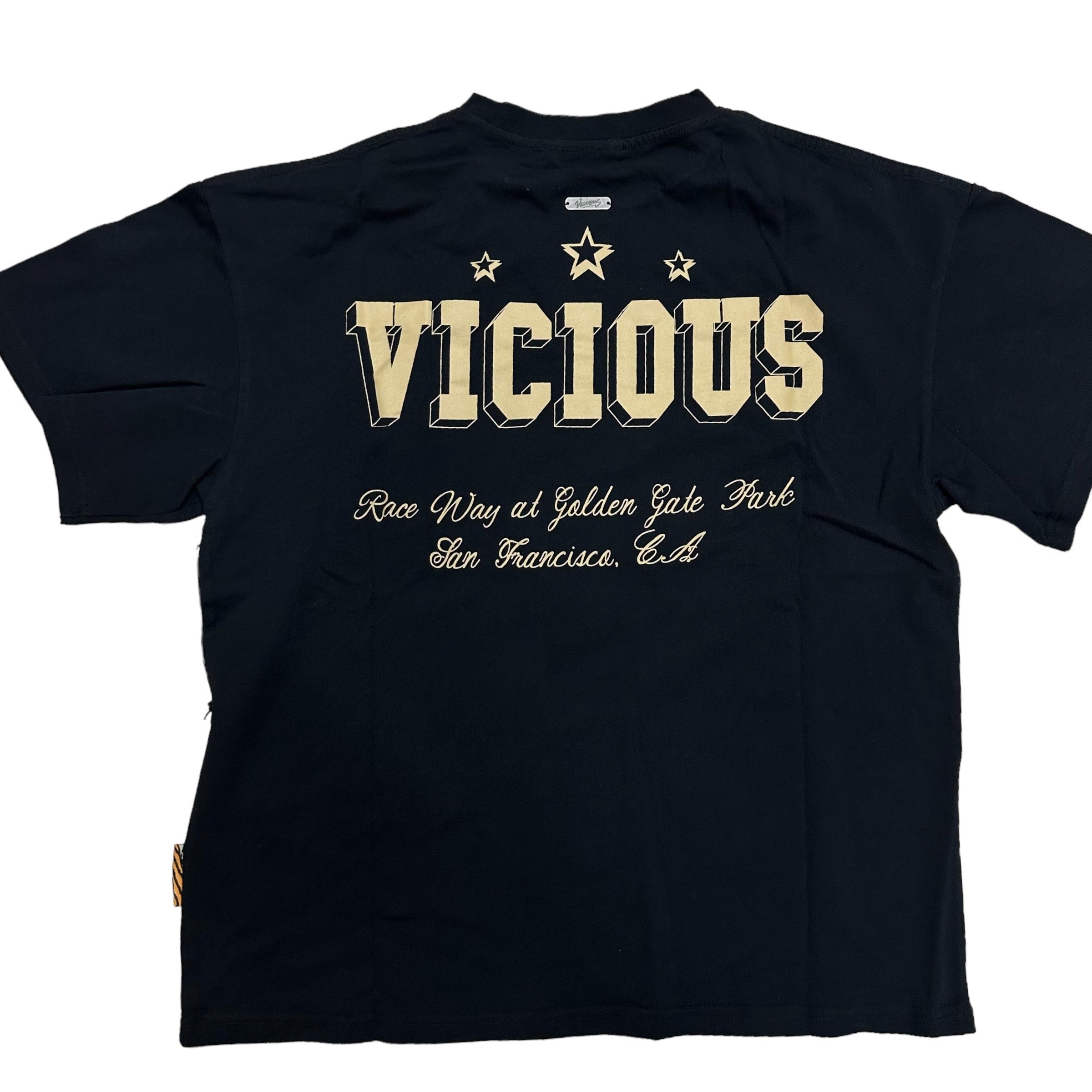Vicious Derby Distressed over size T-shirt Black 450