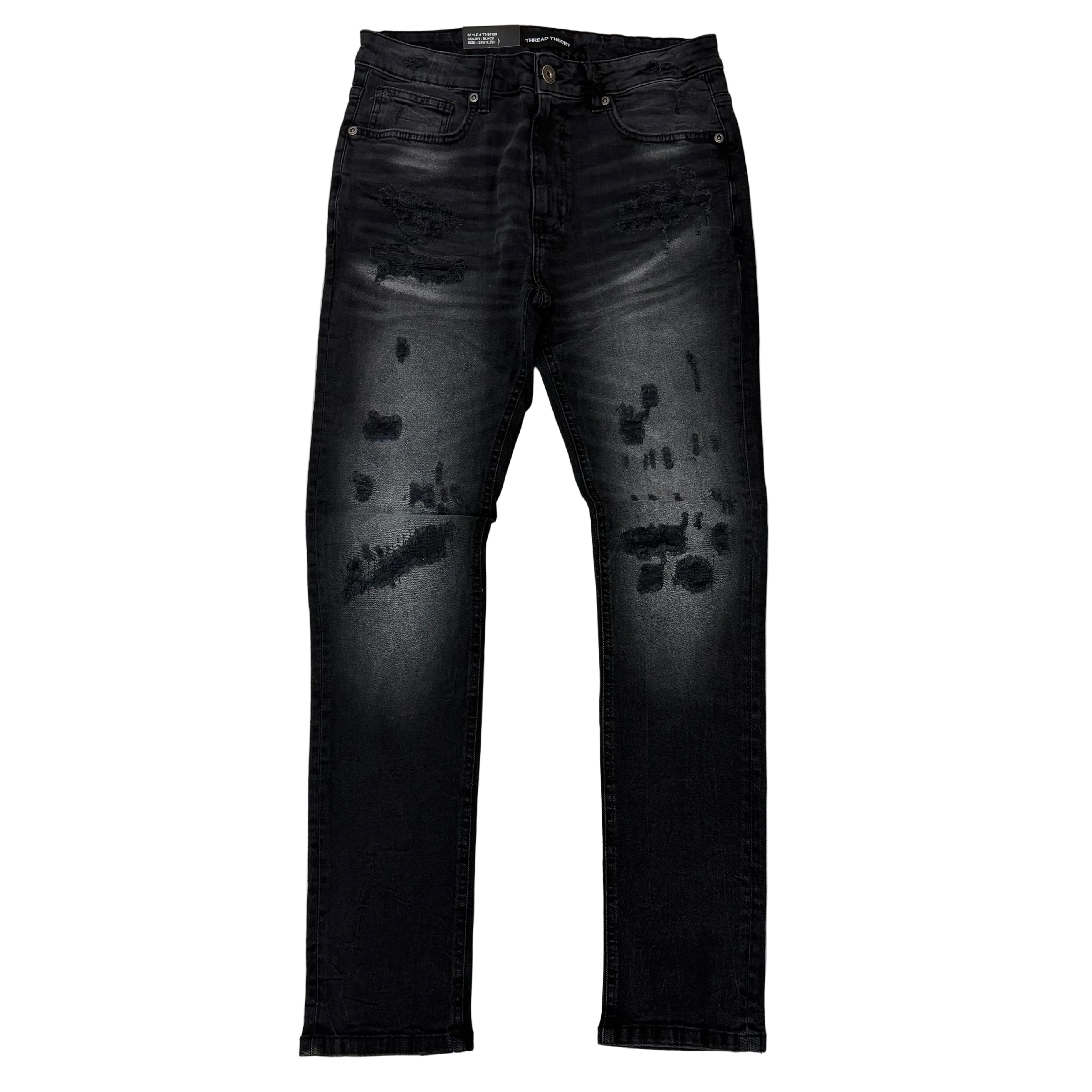 Threads - Slim Fit Distress Denim - Black - 50129