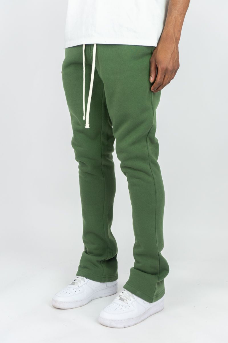 Rebel Stacked Flare Sweat Pants Olive 475