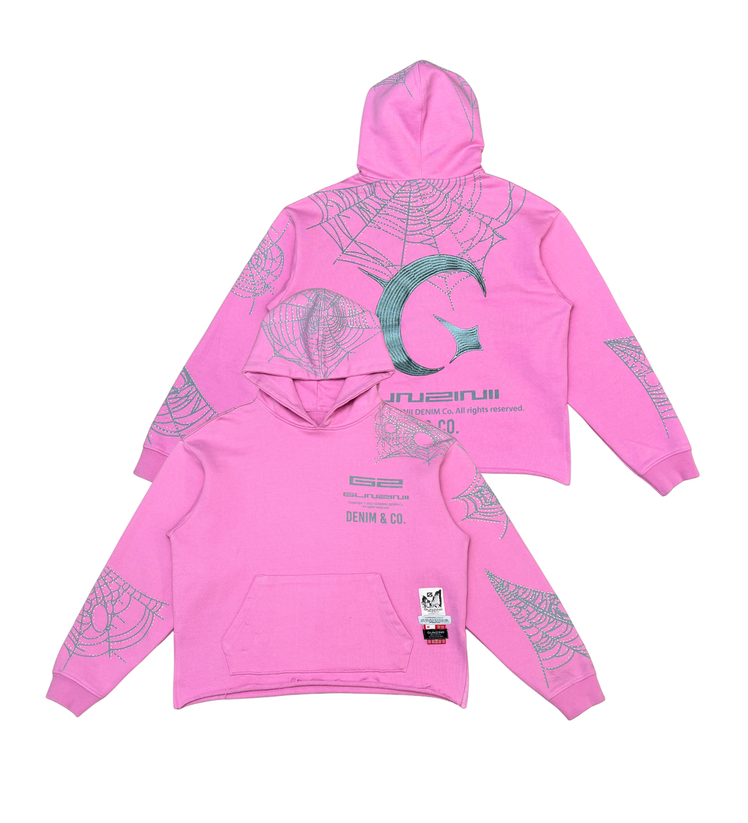 Gunzinii - Rhinestone "C" Hoodie - PINK - GZ579