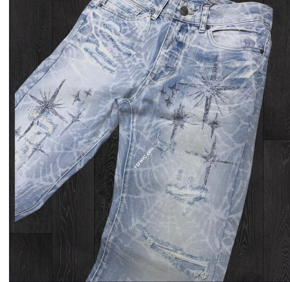 Rise - Star Rhinestone Denim - D Blue - S426