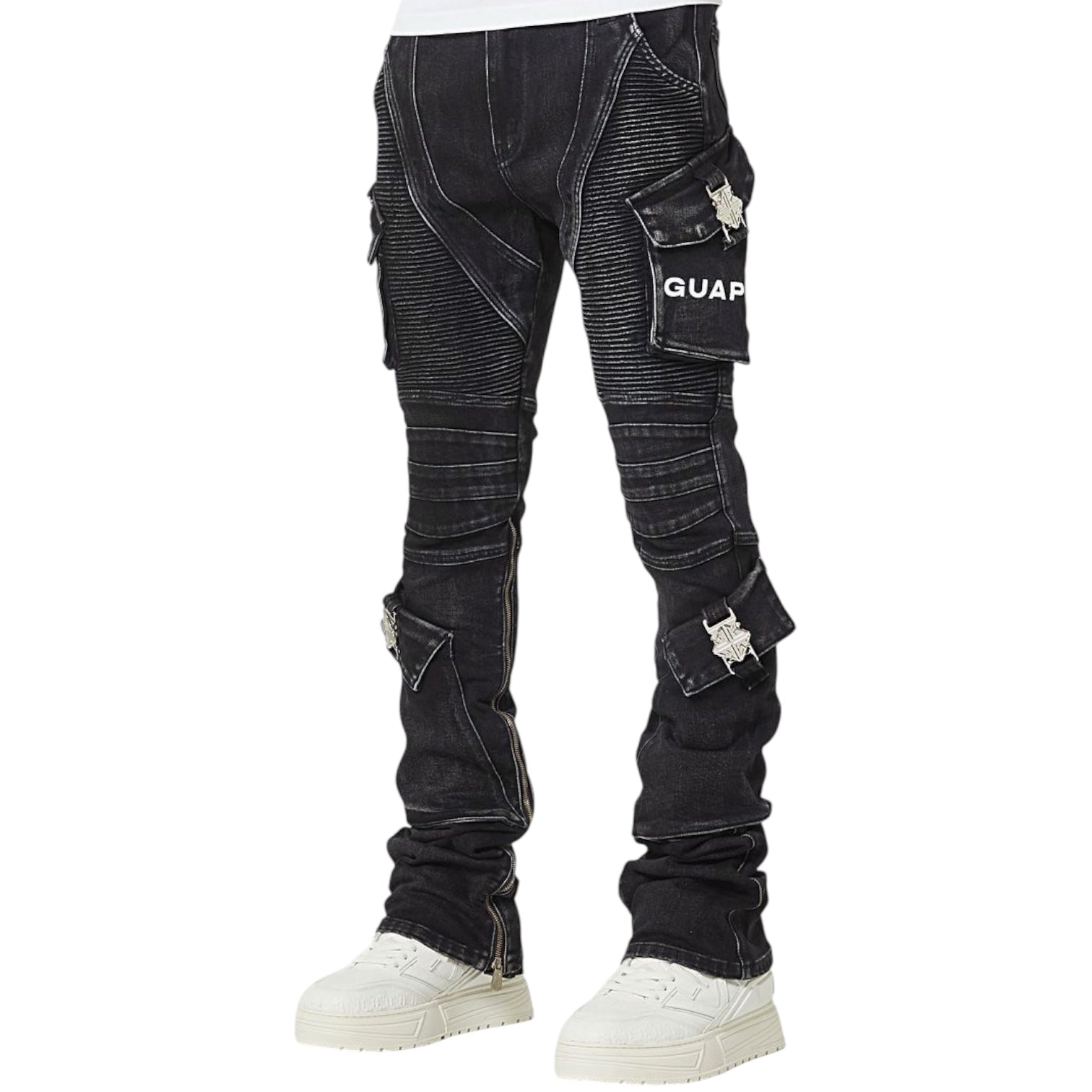 GUAPI - The Oblivion Biker Denim - Black