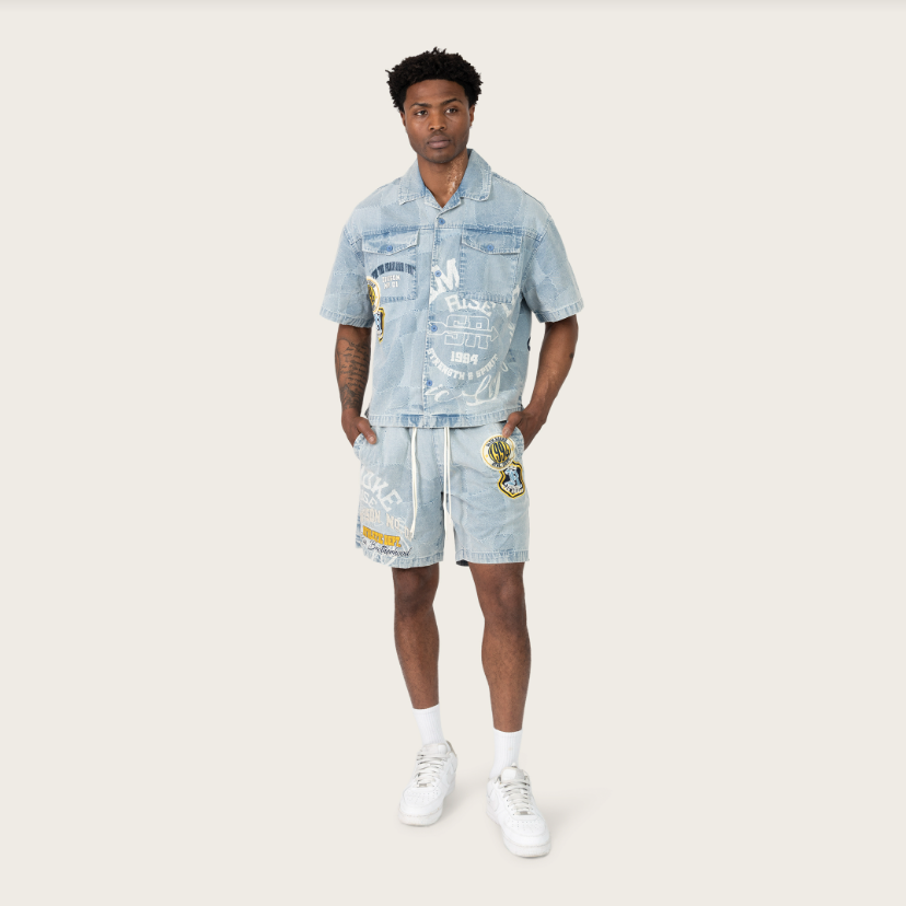 Rise - SET - Denim Short Set - P.Blue - s497