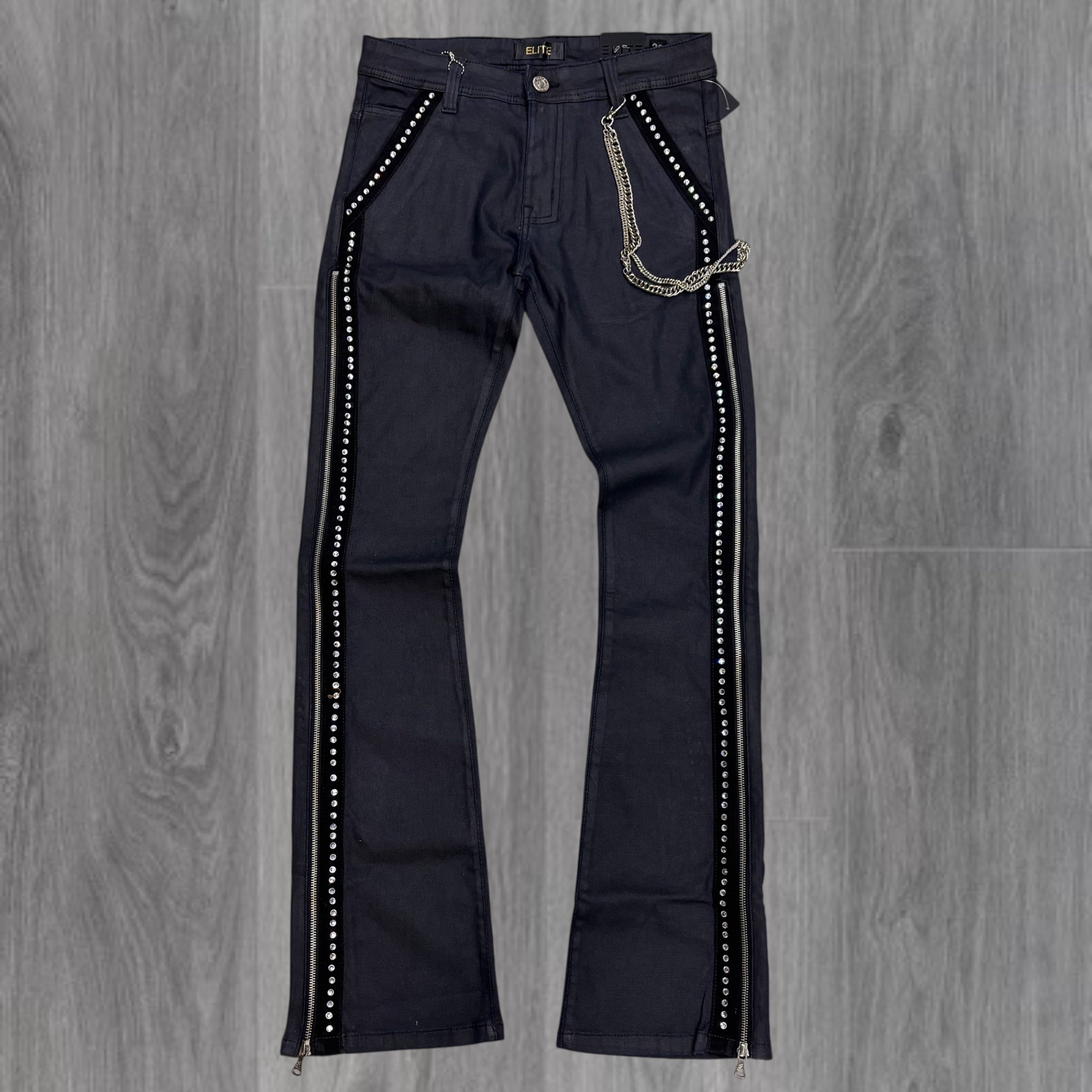 ELITE - Waxed Stacked Rhinestone Denim - INK BLU- 19452