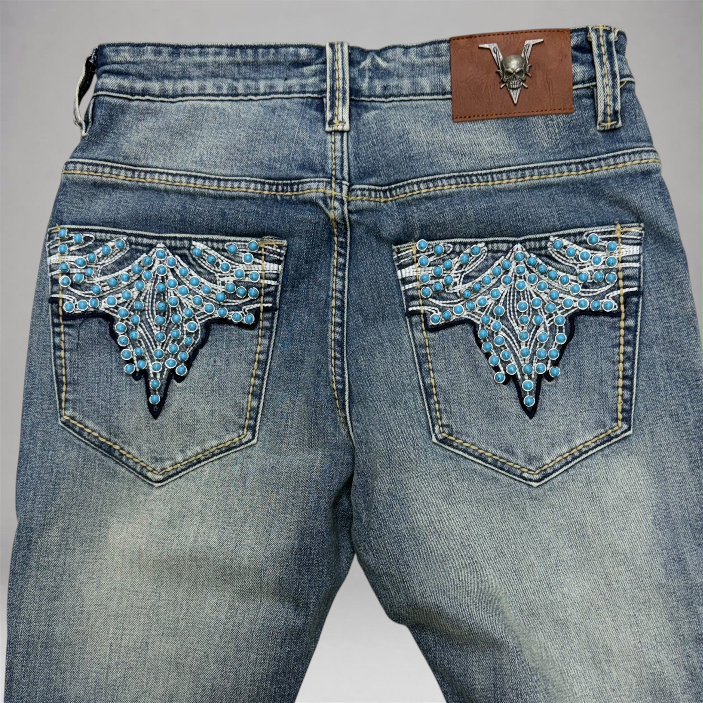 Vicious - - Crystal Stacked Denim Scratch Blue Vc1217