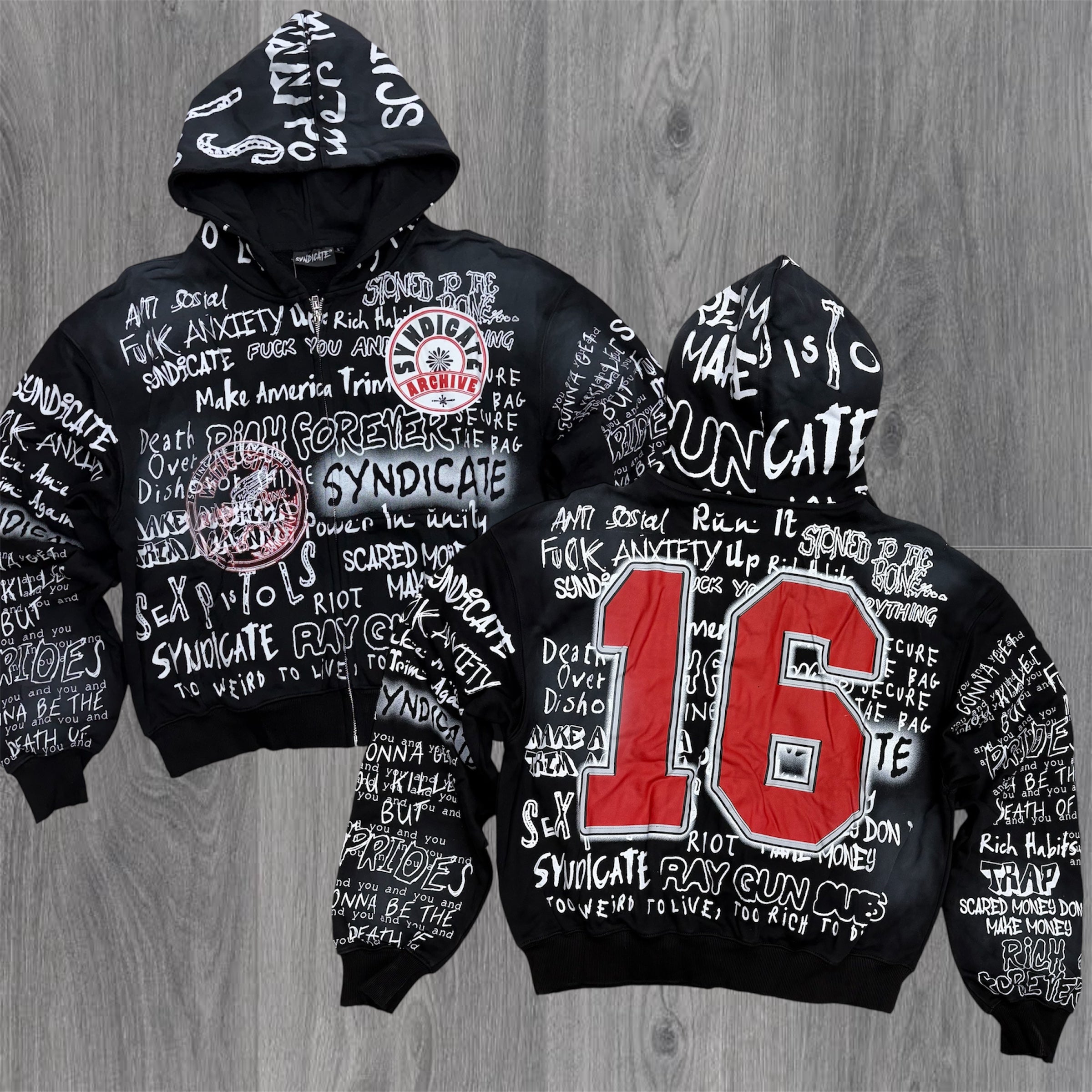 SYN - “ 16 “ Zip Hoodie - Black - 23