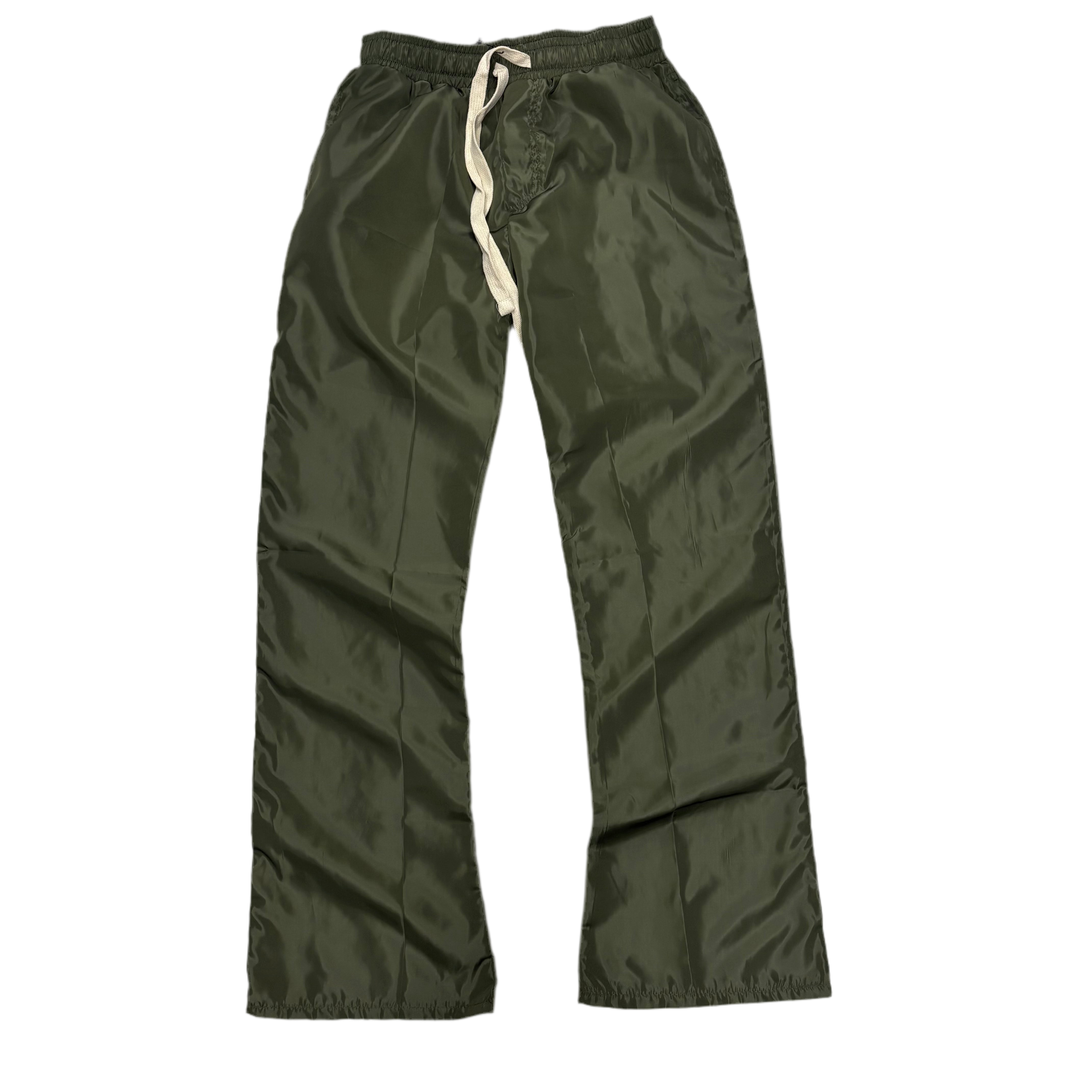 Narr Nylon Stacked Pants Black Olive (fit Slim, go up 1 size )