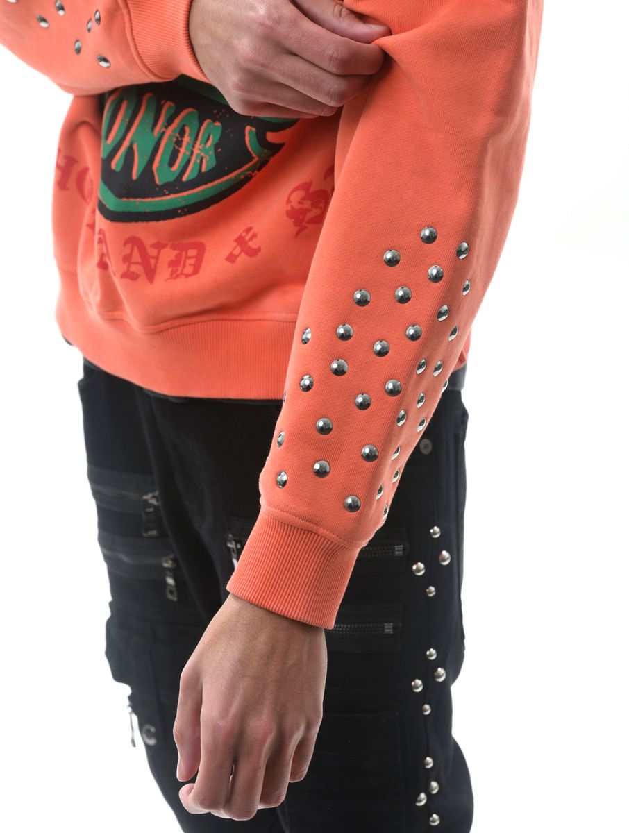 Gunzinii - Studded Crew Sweatshirt - Orange- GZ502