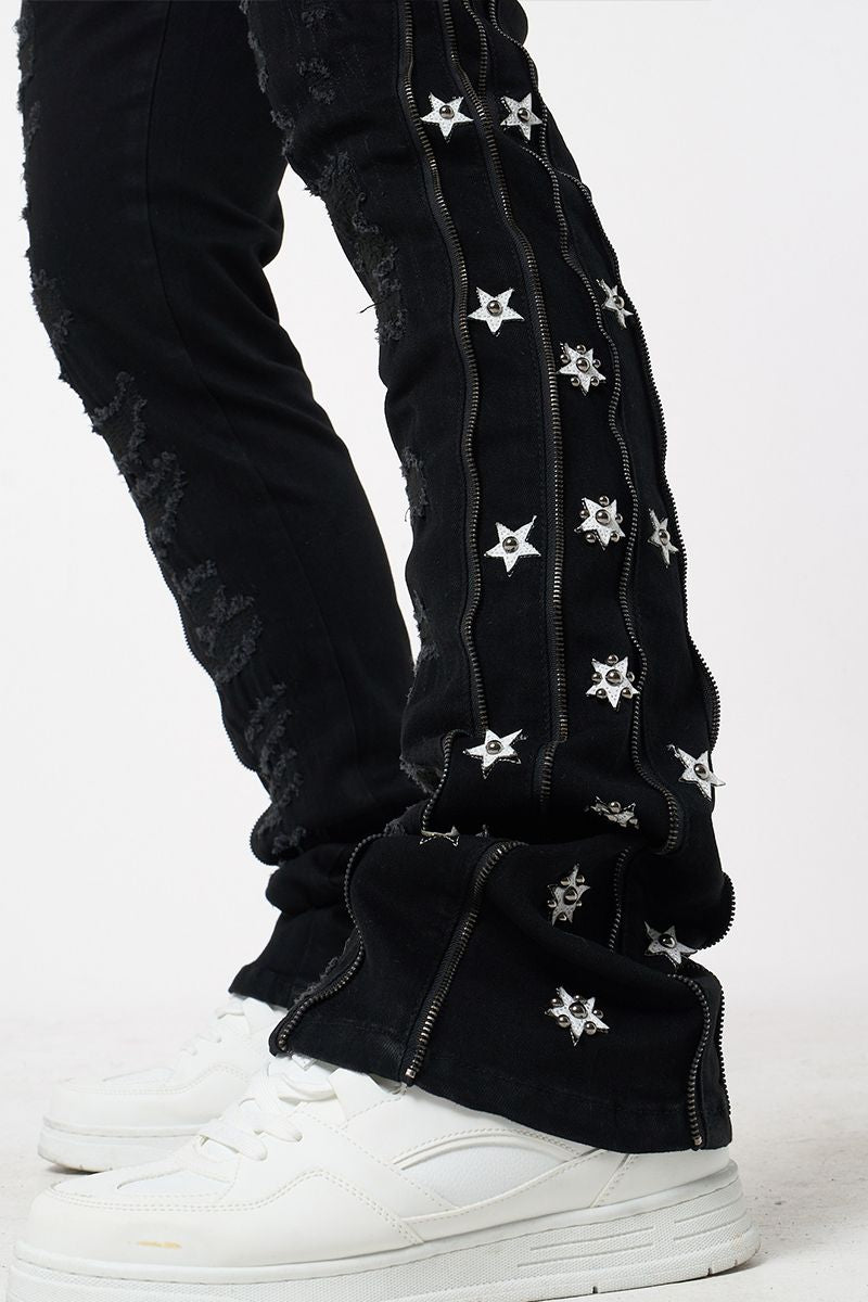 W - The Hayat Zipper Stacked Denim - J.Black - M8452