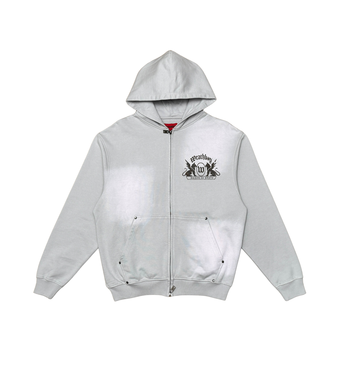 WRATHBOY - Maison Fade Zip Hoodie - Light Grey - 099