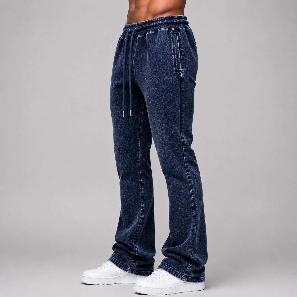 Narr - Mineral Wash Stacked Sweat Pants - Navy - 0713