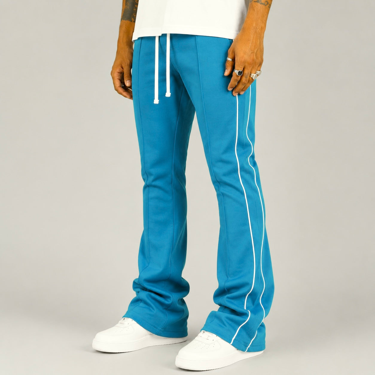 Rebel - Track Stacked Flare Pants - L.Blue - 470