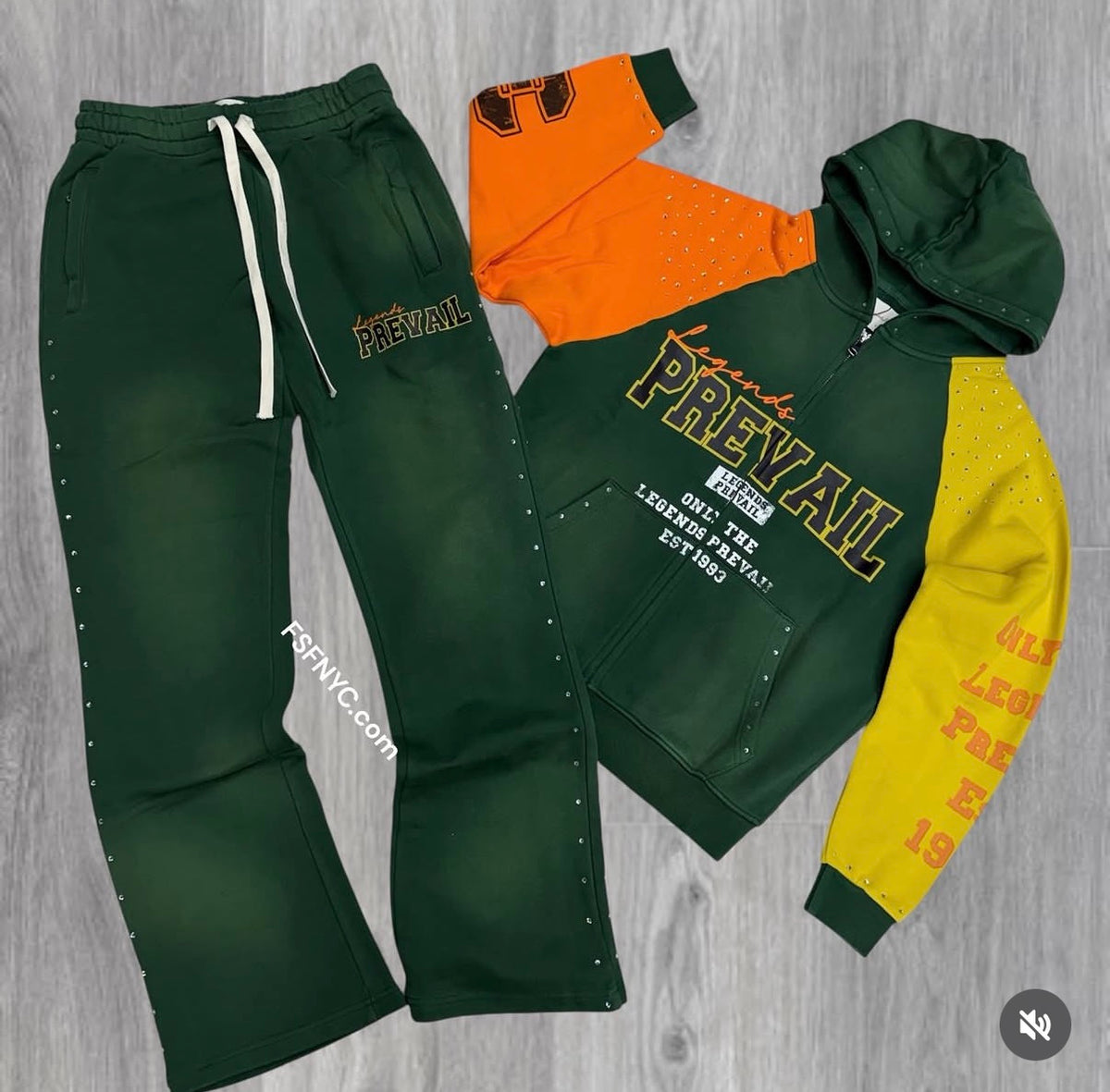 Prevail - Color Block SweatSuit - Green Orange