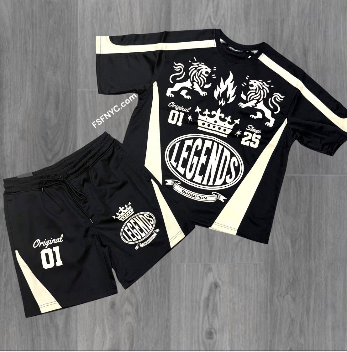 Rebel - Crown Legend Mesh Short Set - Black - 155 955