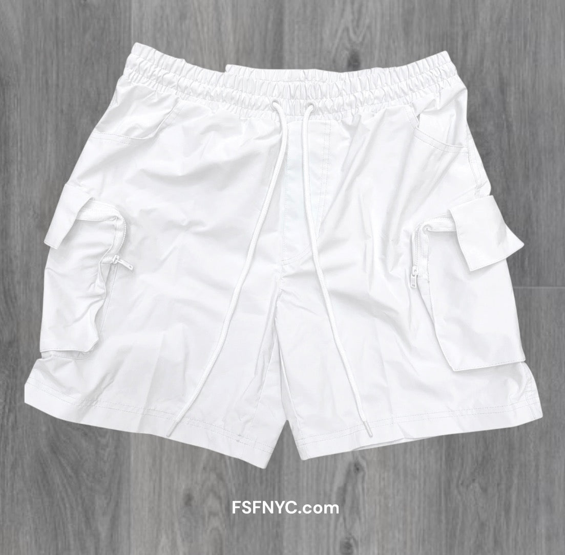 Rebel - Utility Nylon Shorts - White - 911