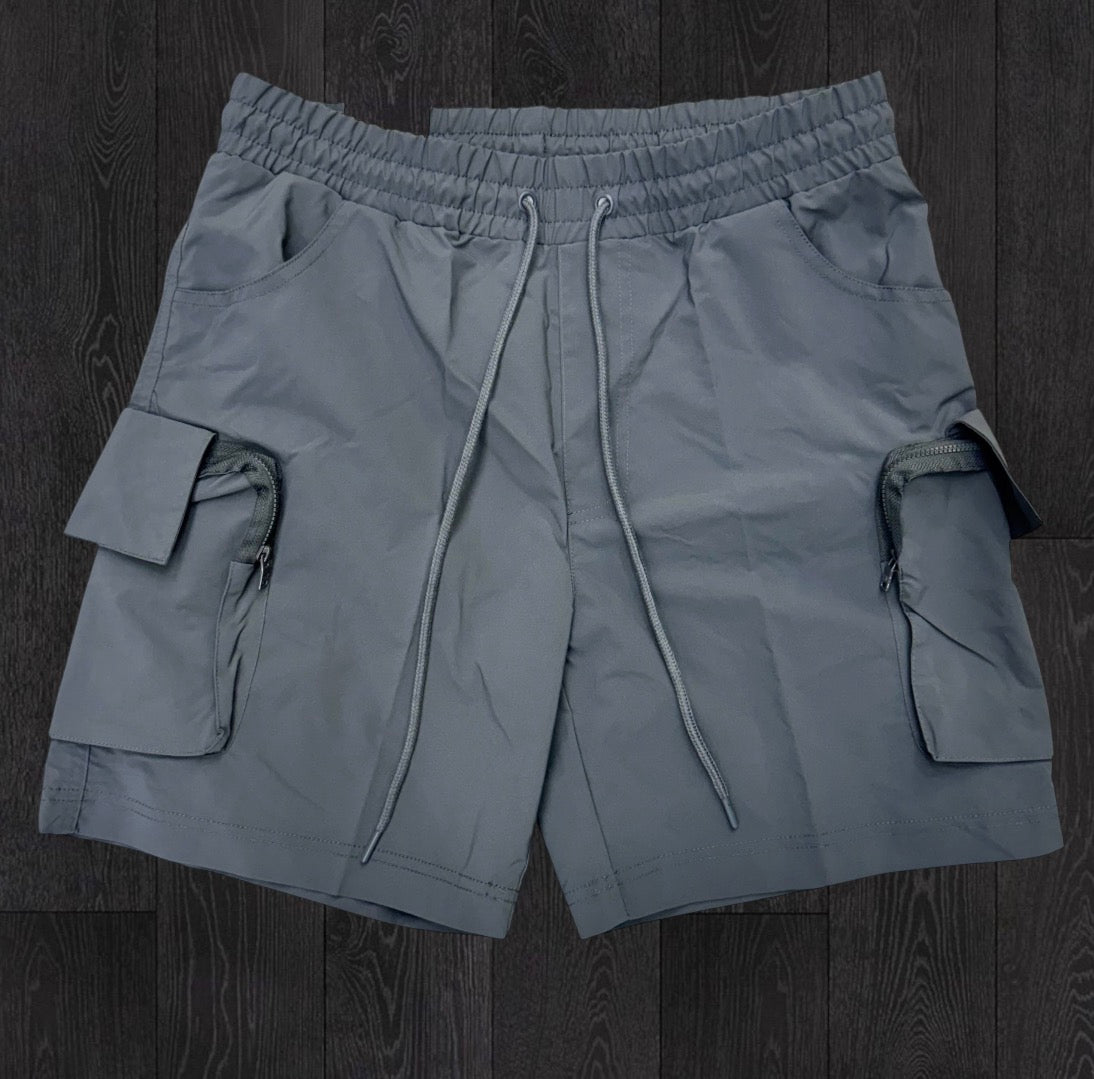 Rebel - Utility Nylon Shorts - Grey - 911