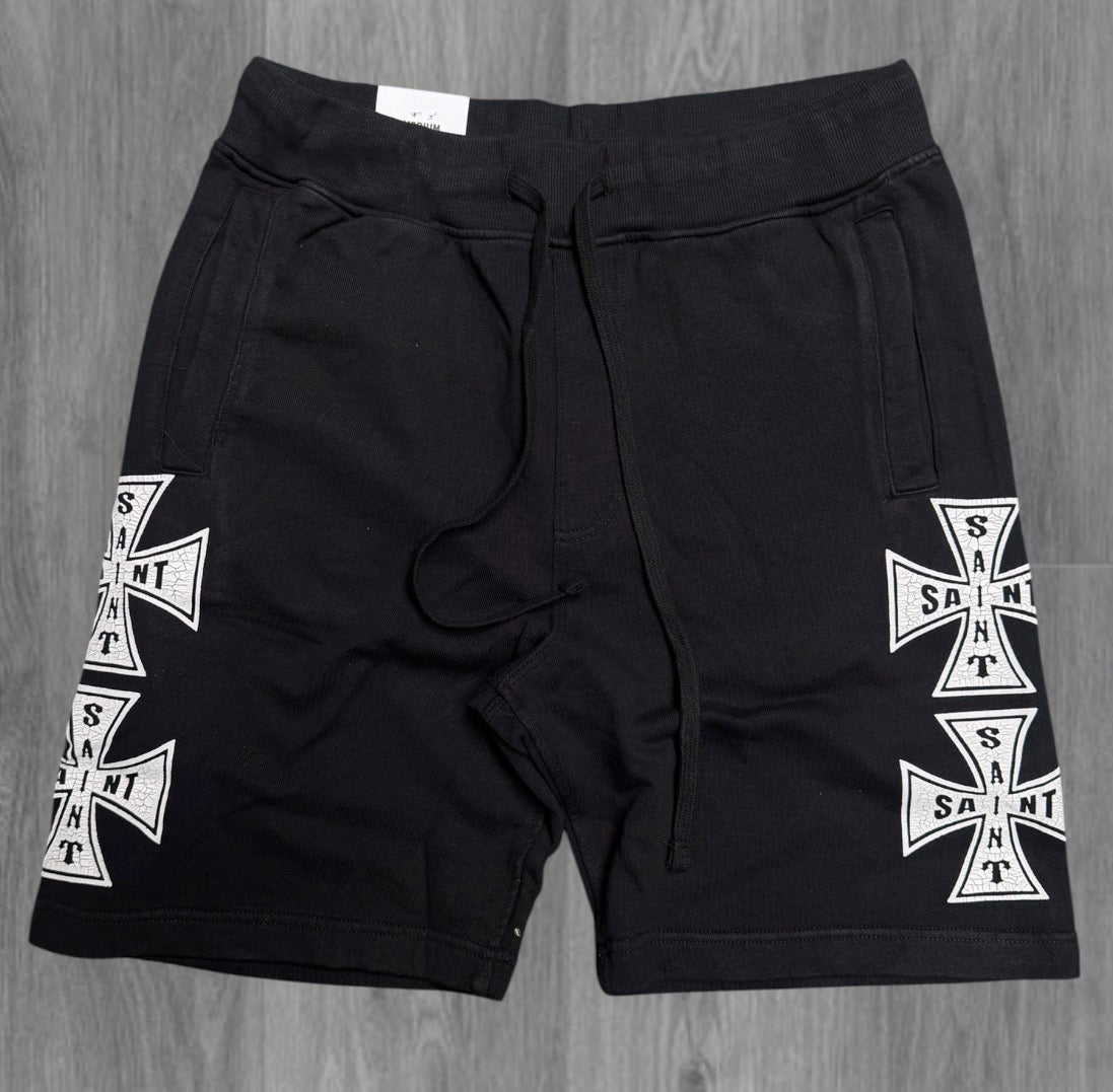 Rebel - Cross Saint Sweat Shorts - Black - 964