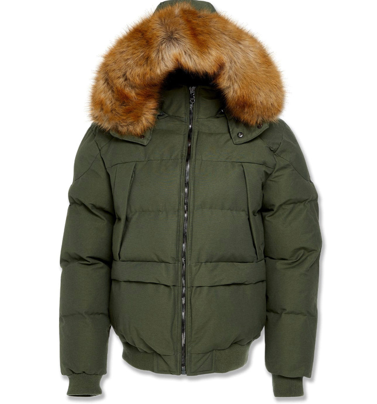 JC Hollis Canvas Puffer jacket w fur hood Army Green olive 91615 91541