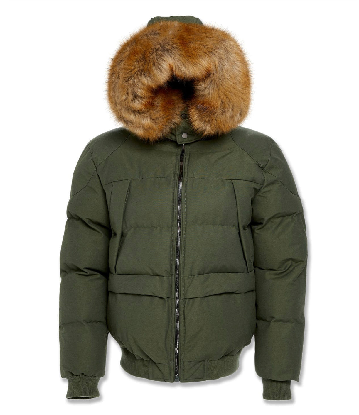 JC Hollis Canvas Puffer jacket w fur hood Army Green olive 91615 91541