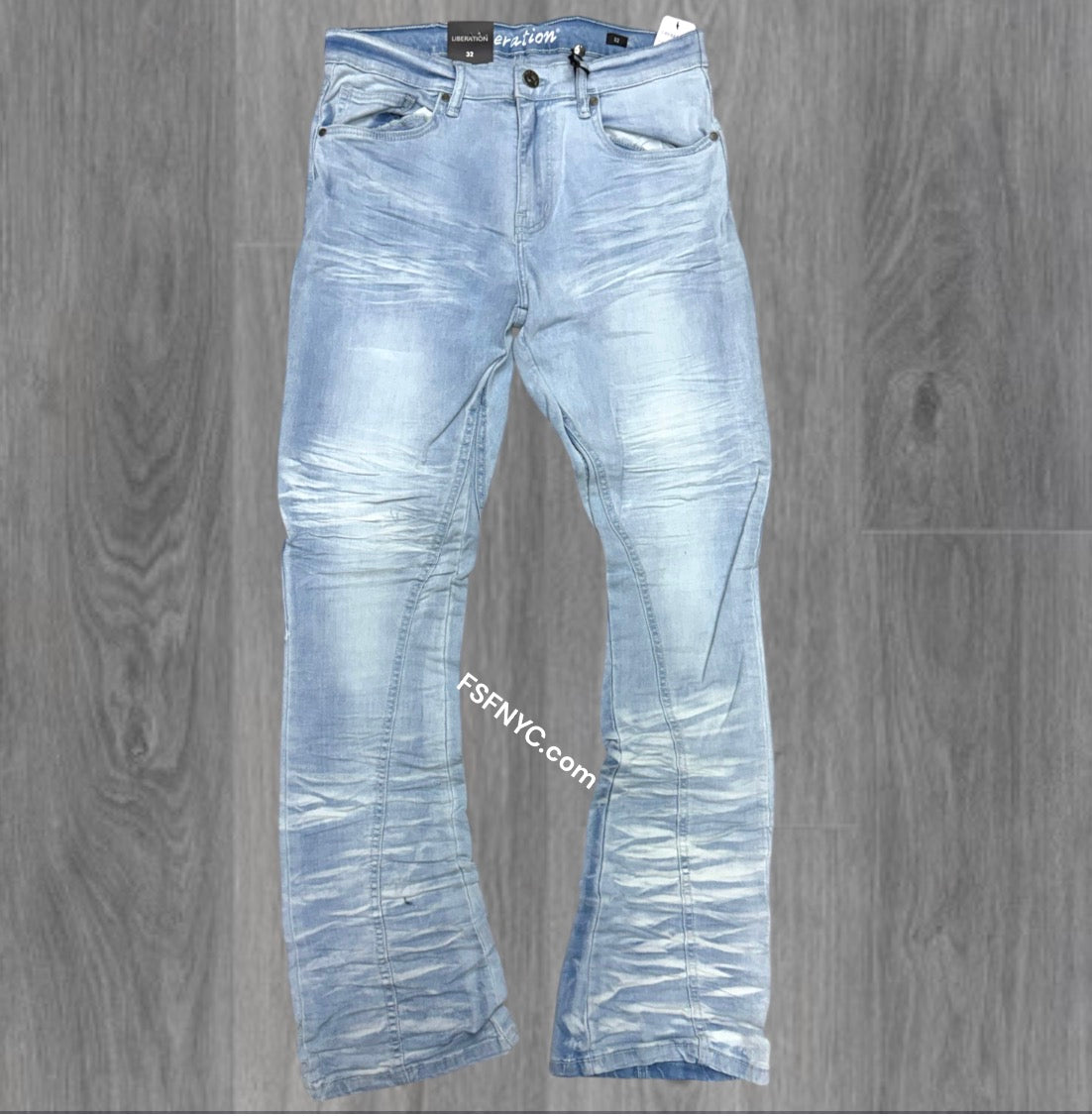 L - Plain Stacked Denim - Blue - 7096