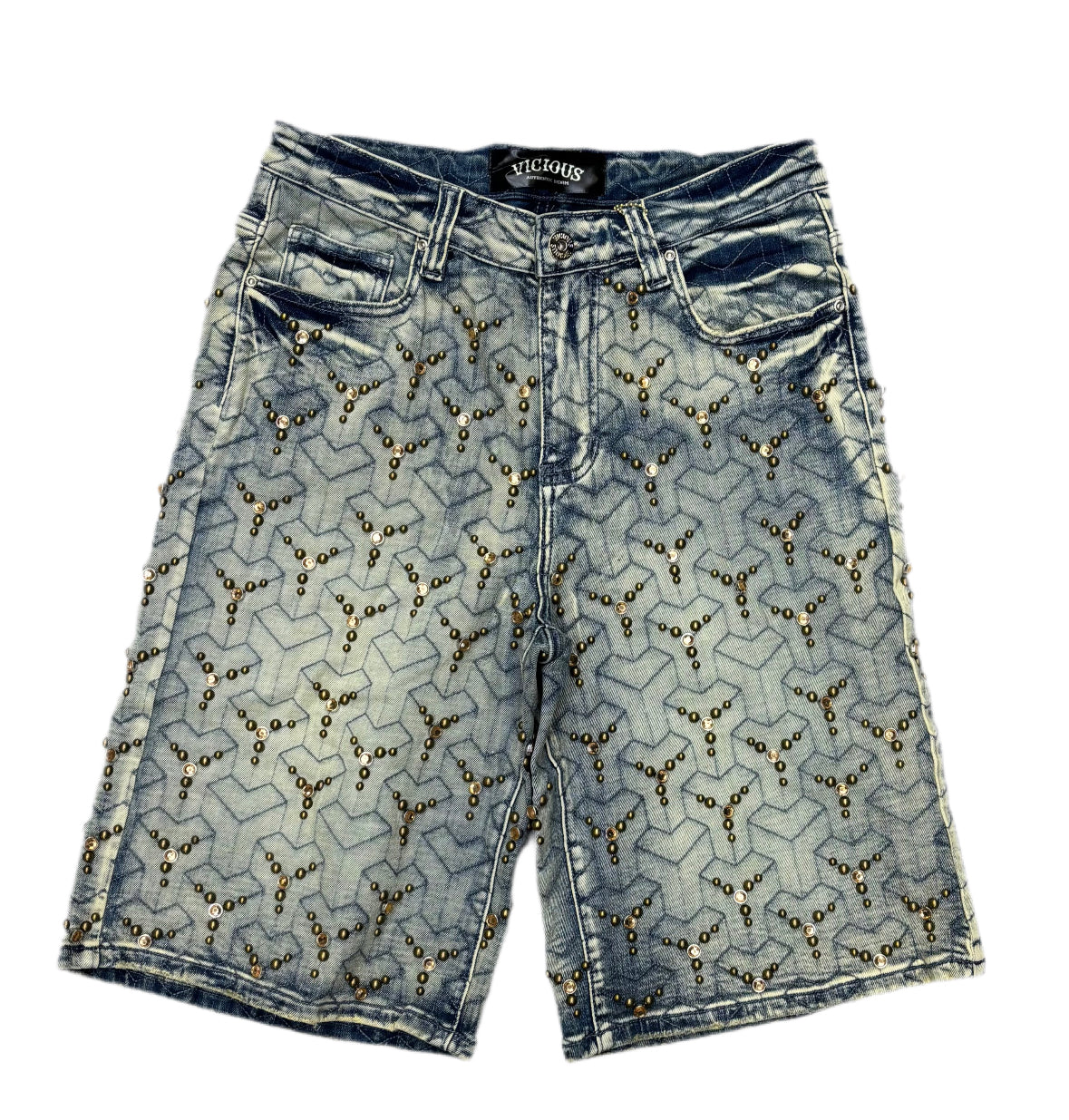 Vicious Studs Shorts Vintage Blue VC959